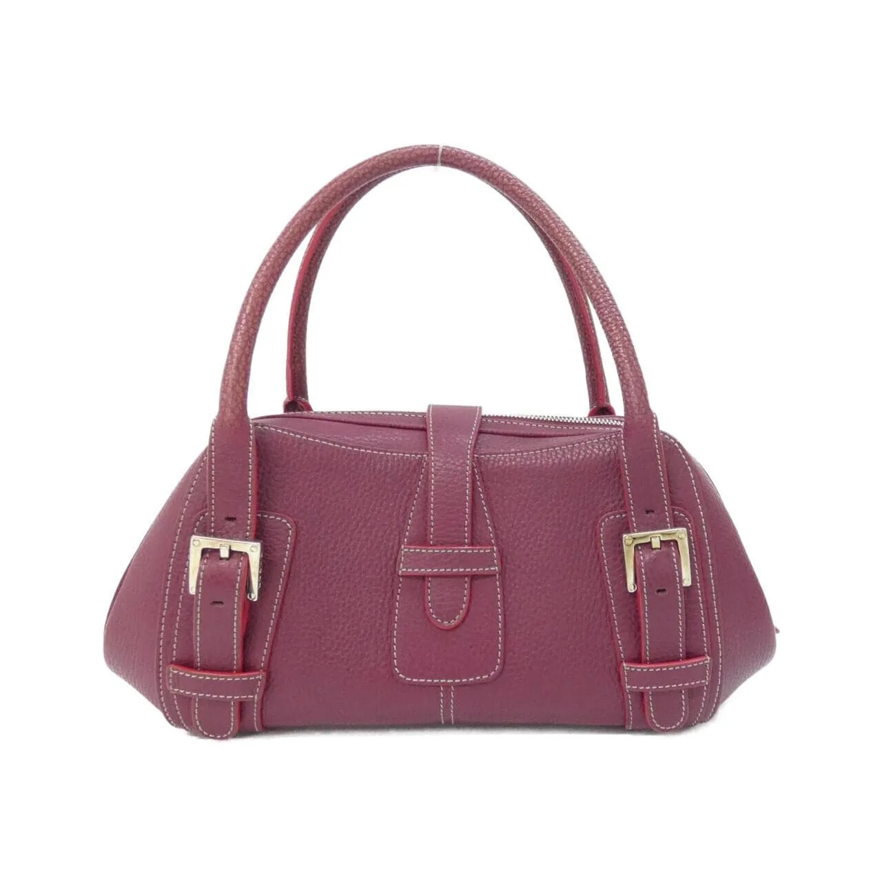 LOEWE Handbag Leather Bordeaux Leather Rank A - Thumbnail 2