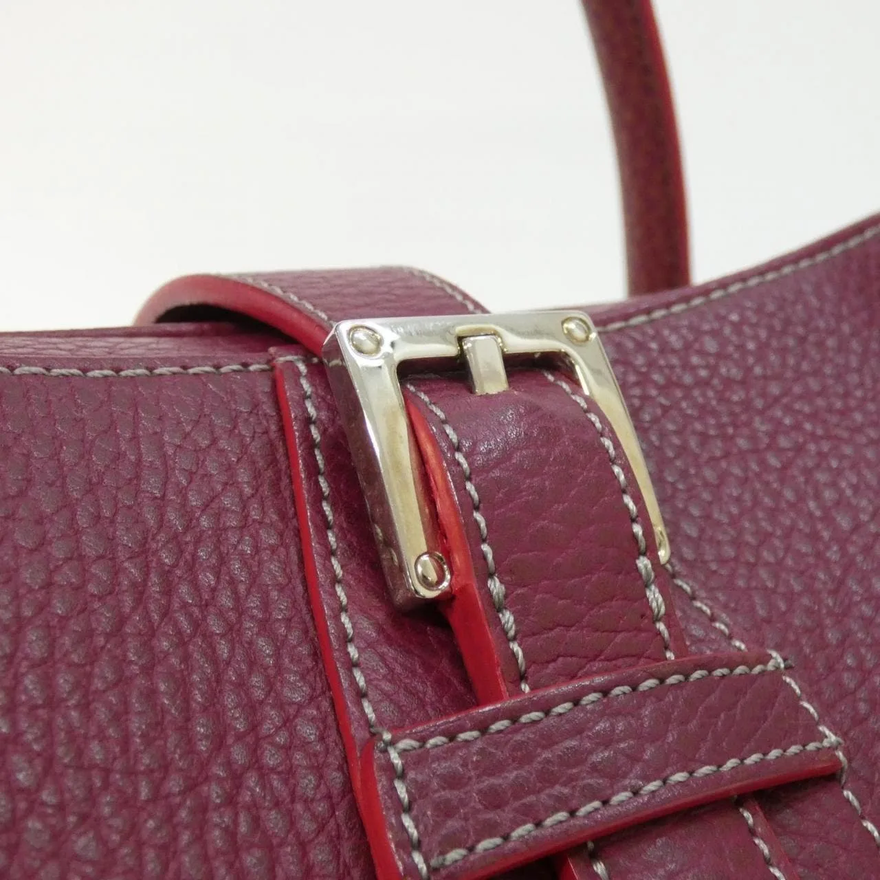 LOEWE Handbag Leather Bordeaux Leather Rank A - Thumbnail 4