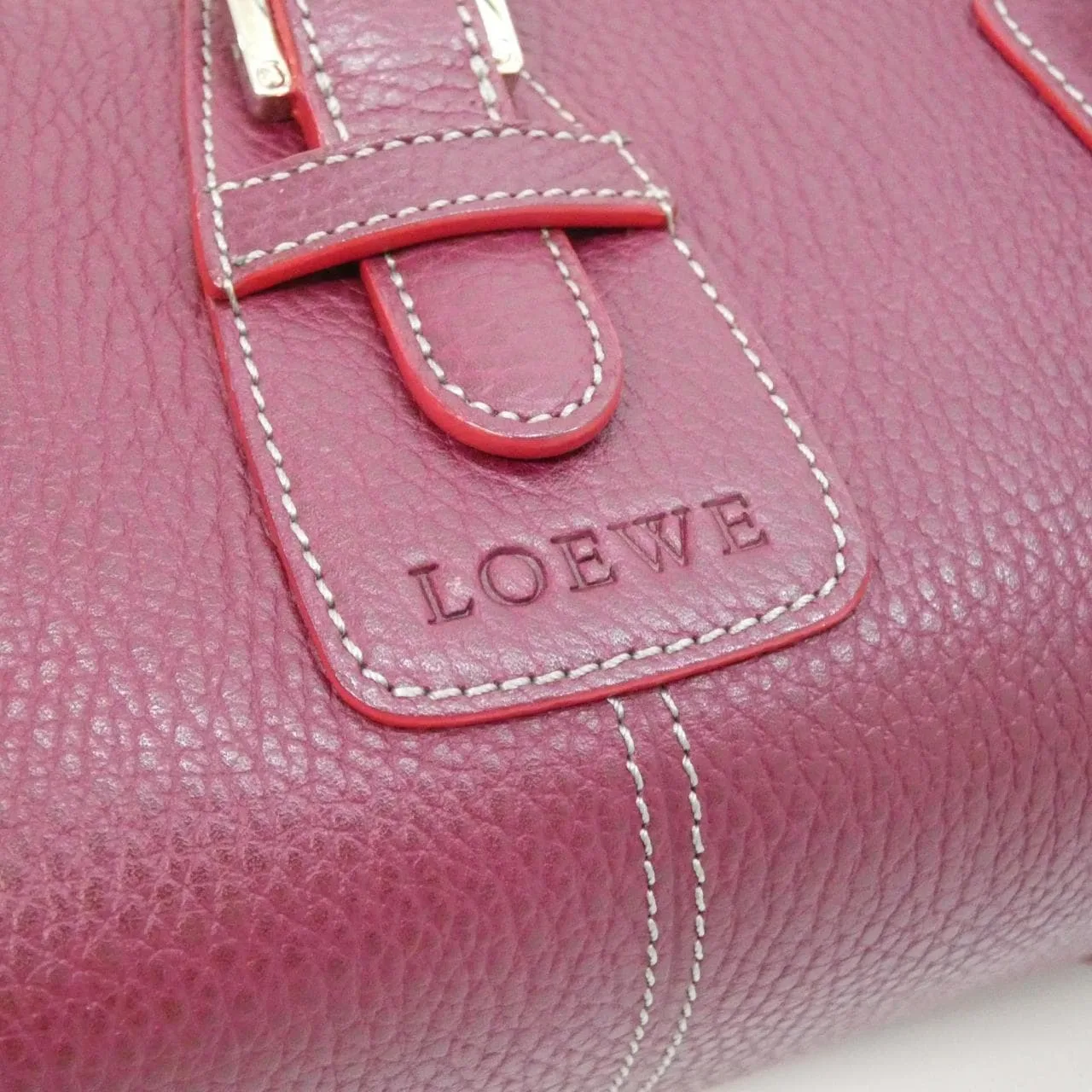LOEWE Handbag Leather Bordeaux Leather Rank A - Thumbnail 6