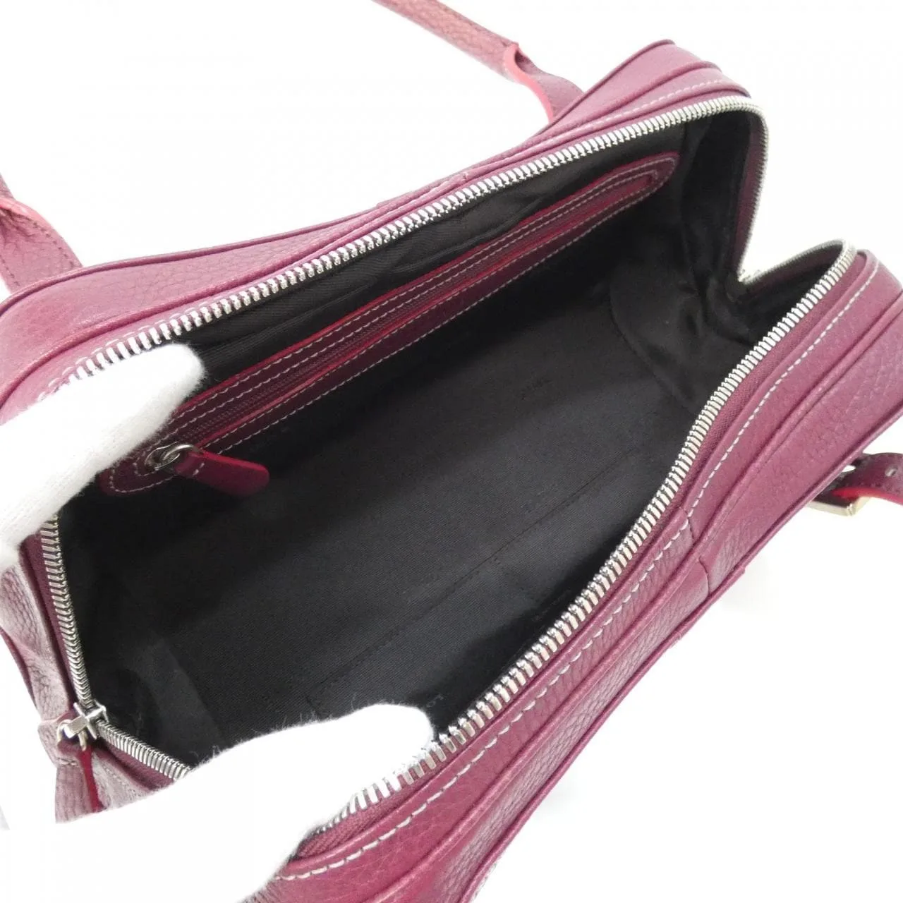 LOEWE Handbag Leather Bordeaux Leather Rank A - Thumbnail 8