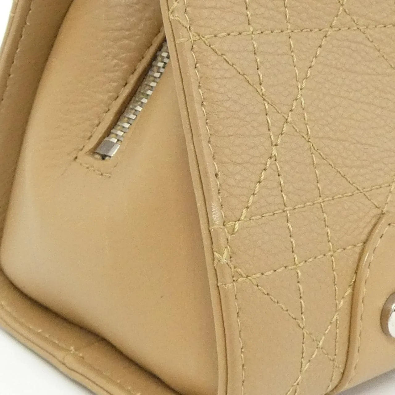 DIOR Handbag Leather 米色 皮革 中古品A - 縮圖 5