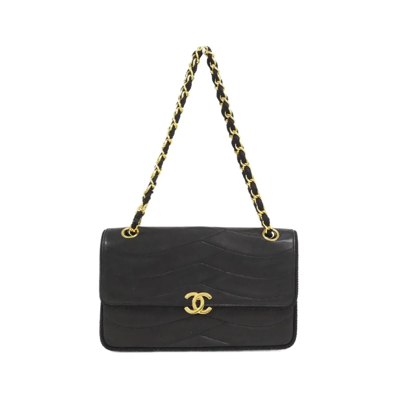 CHANEL Shoulder Lambskin Black