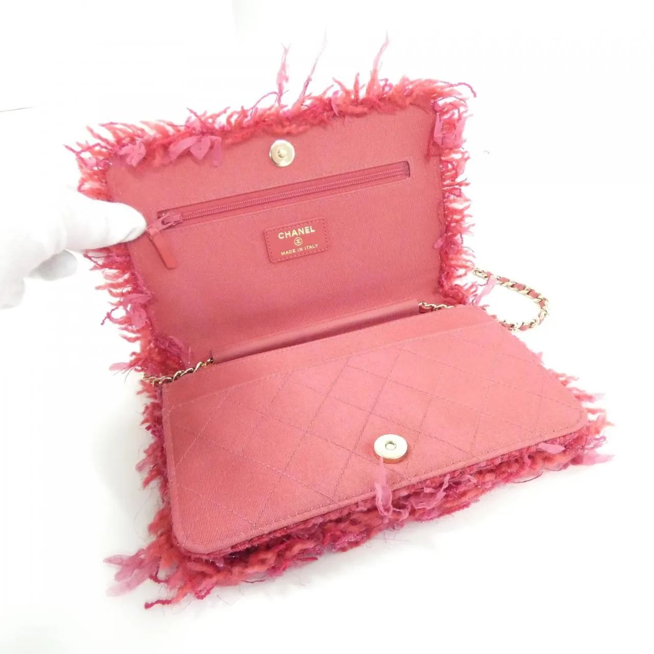 CHANEL Timeless Classic 33814 Wallet Tweed 粉色 粗花呢 中古品A - 縮圖 8