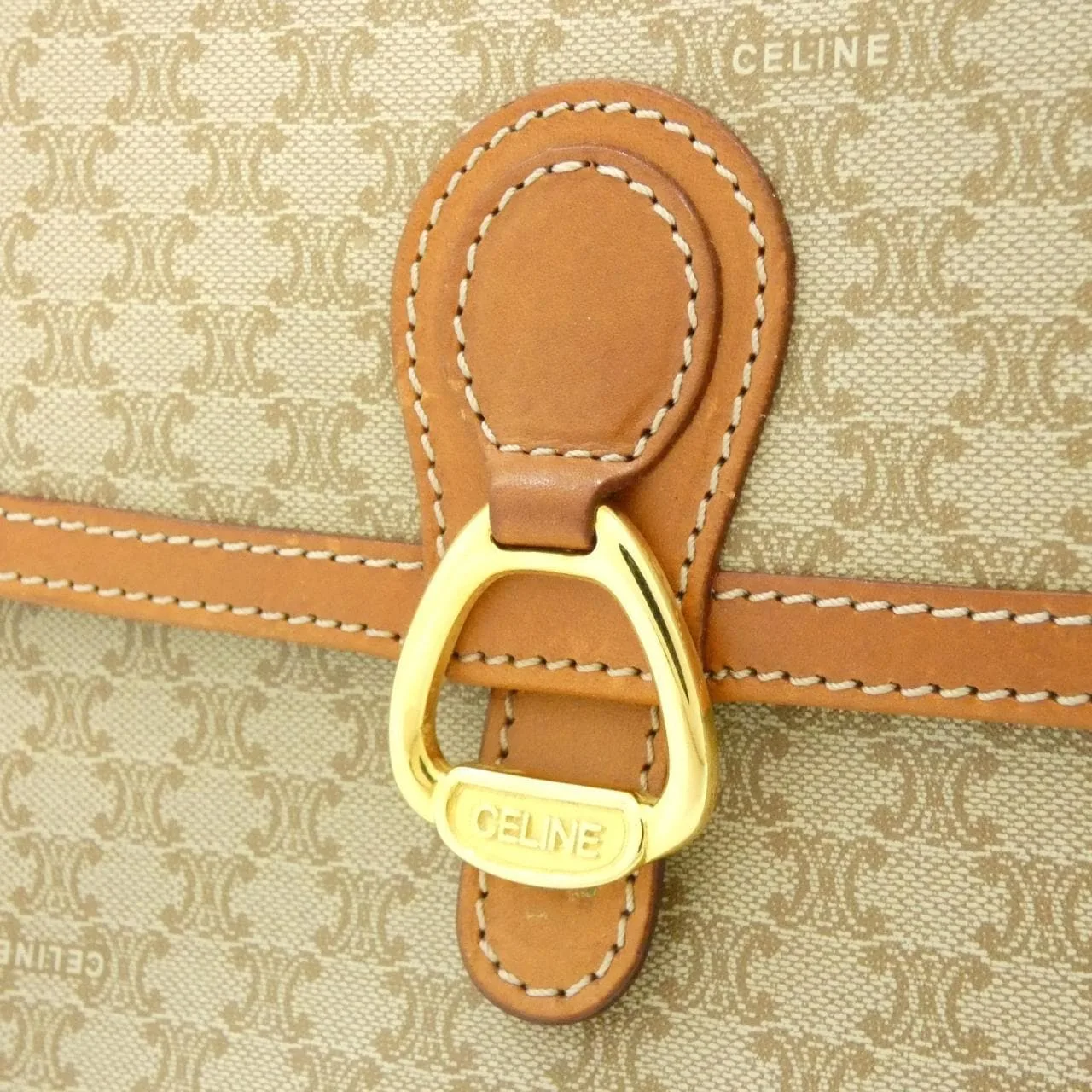 CELINE Shoulder Canvas Beige Canvas Rank A - Thumbnail 4