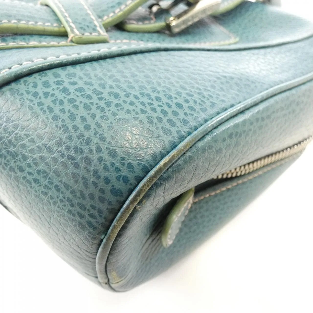 LOEWE Handbag Leather 綠色 皮革 中古品B - 縮圖 3