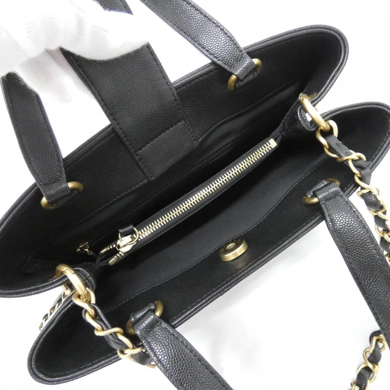 CHANEL Handbag Grained Calfskin Black Grained Calfskin Rank A - Thumbnail 6