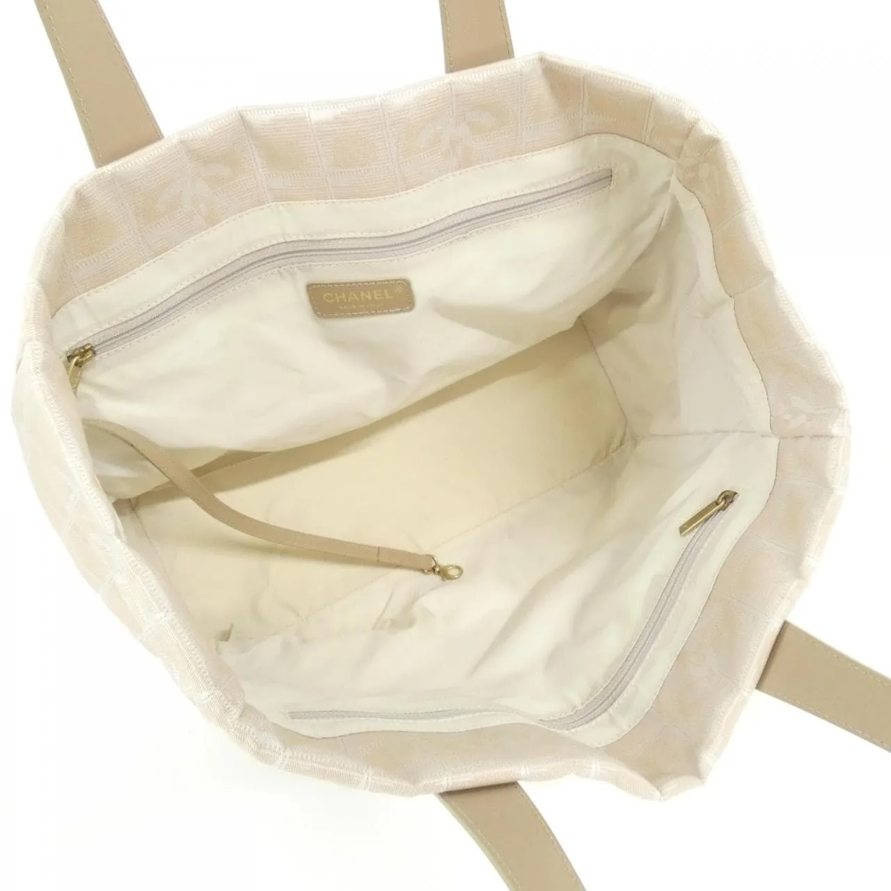 CHANEL Deauville 15991 Handbag Nylon Beige Nylon Rank B - Thumbnail 6