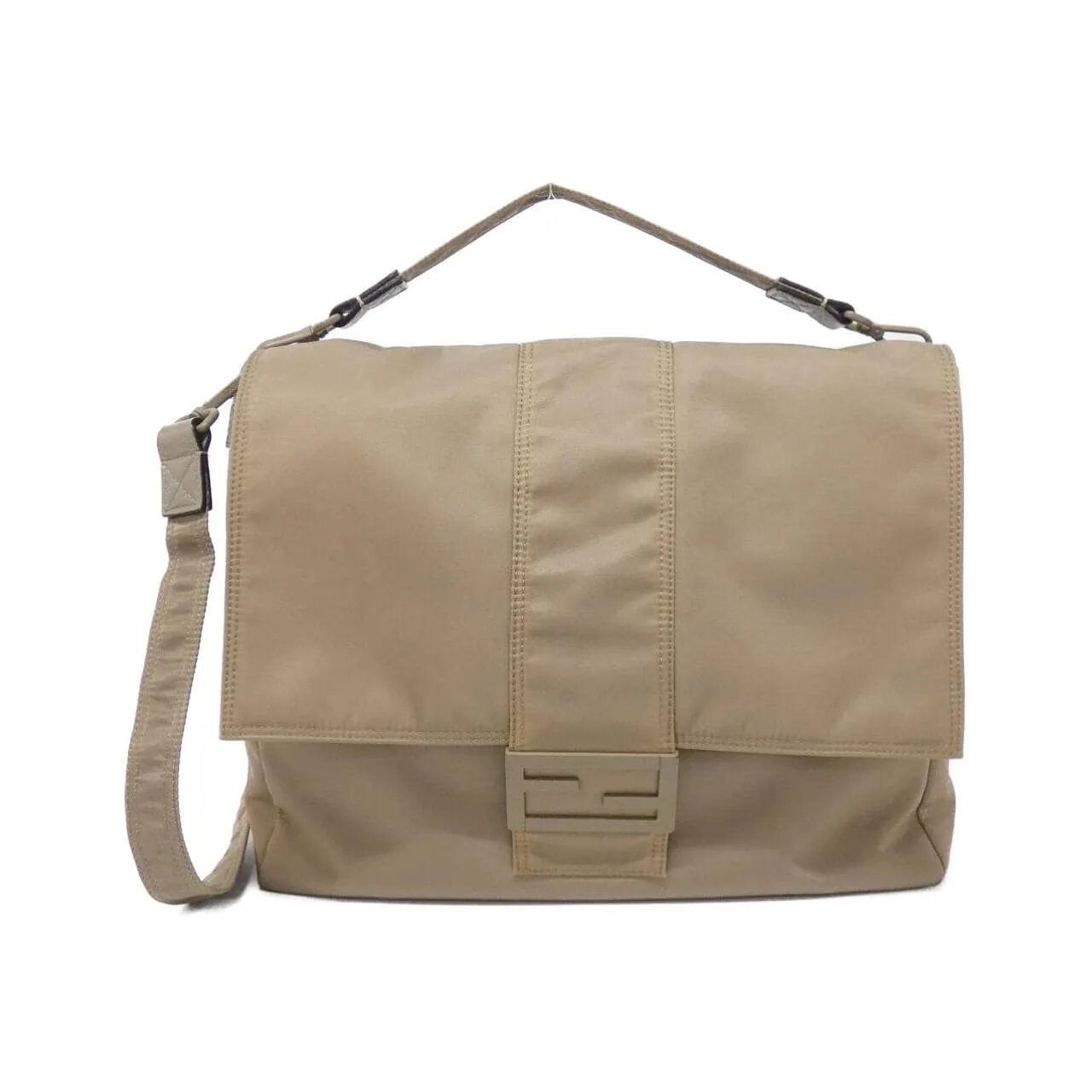 FENDI Baguette 7VA536 AG0P Shoulder Nylon Beige