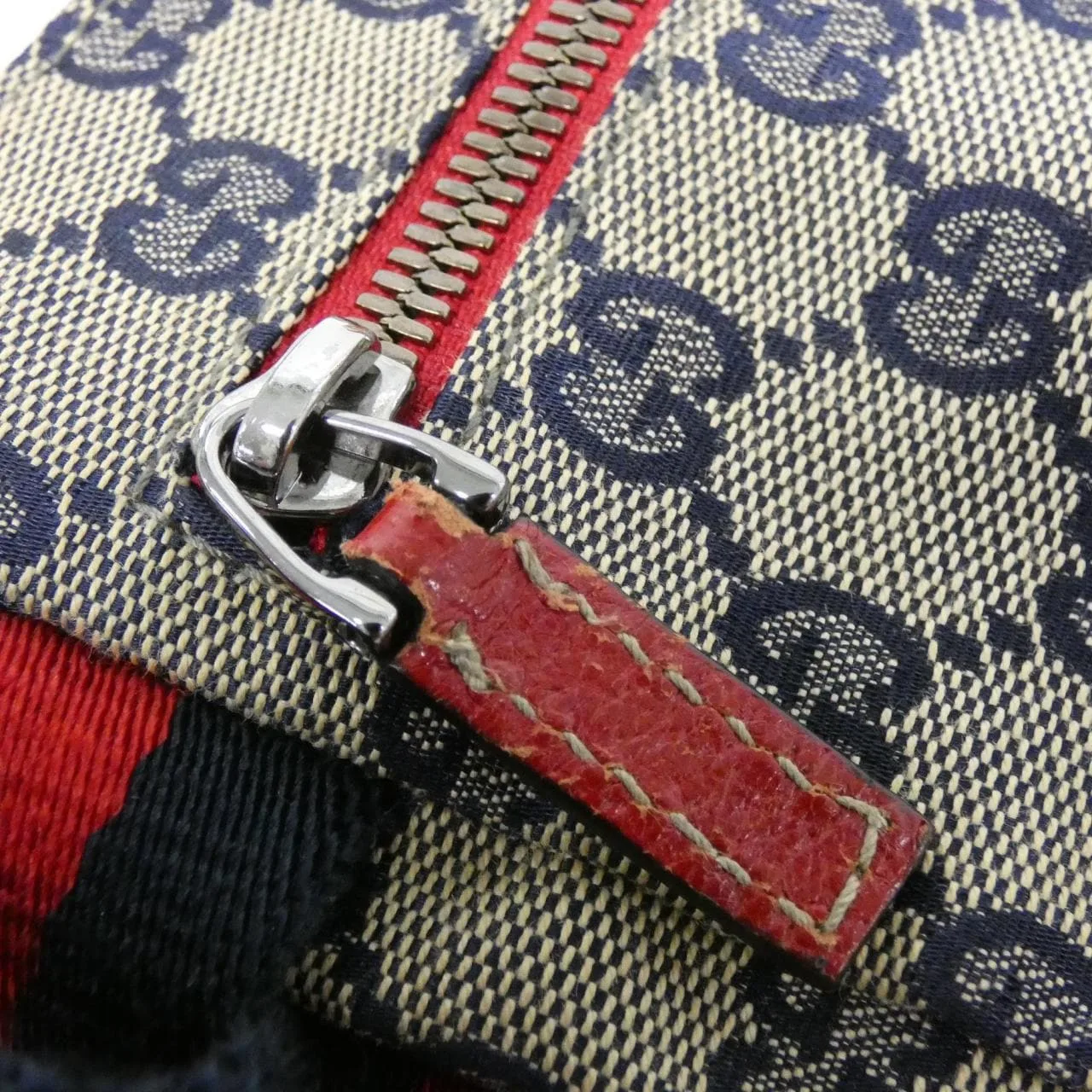 GUCCI 28566 Belt Canvas 藍色 帆布 中古品A - 縮圖 4