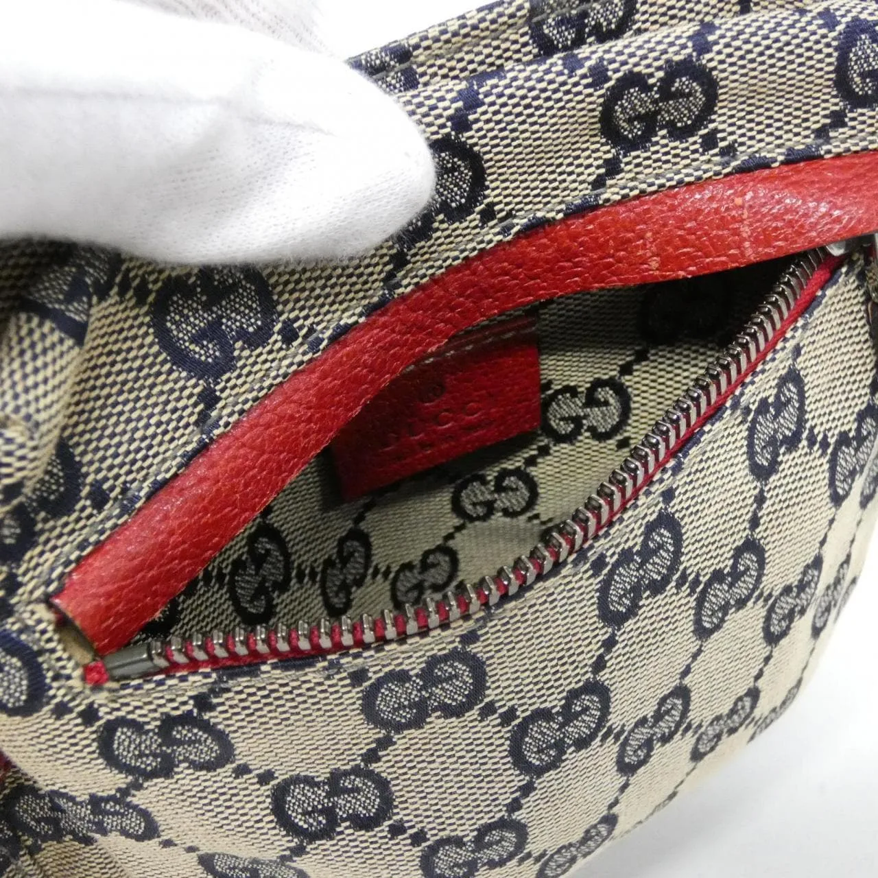 GUCCI 28566 Belt Canvas 藍色 帆布 中古品A - 縮圖 8