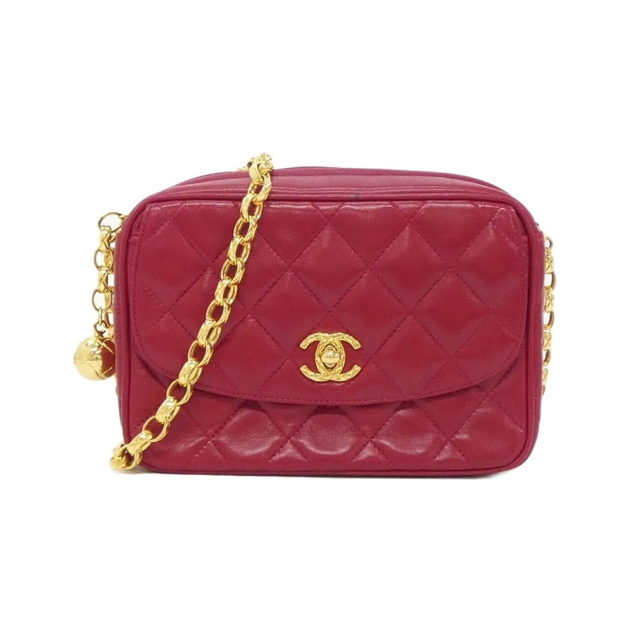 CHANEL Matelasse 02007 Shoulder Lambskin Red