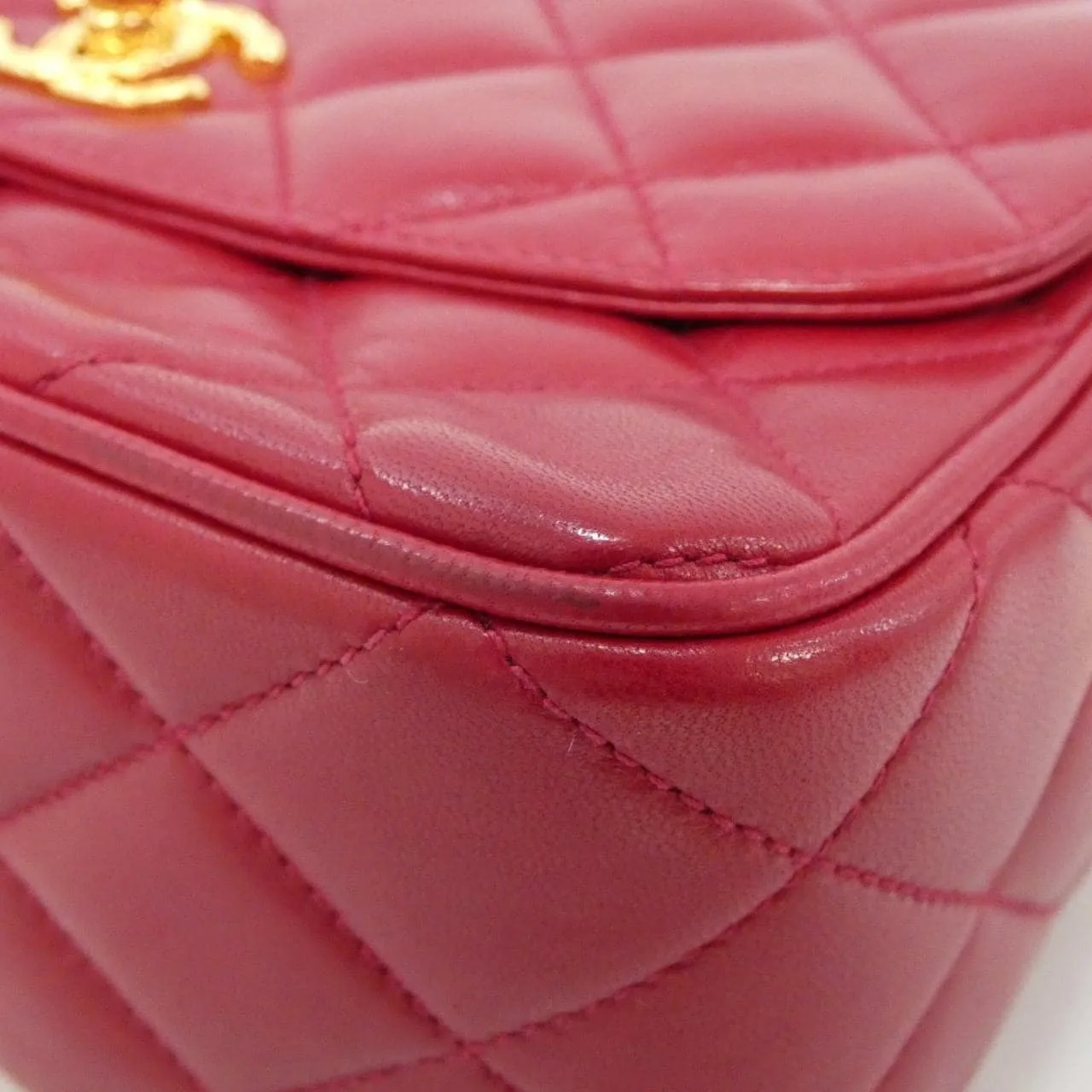 CHANEL Matelasse 02007 Shoulder Lambskin 紅色 羊皮 中古品A - 縮圖 3