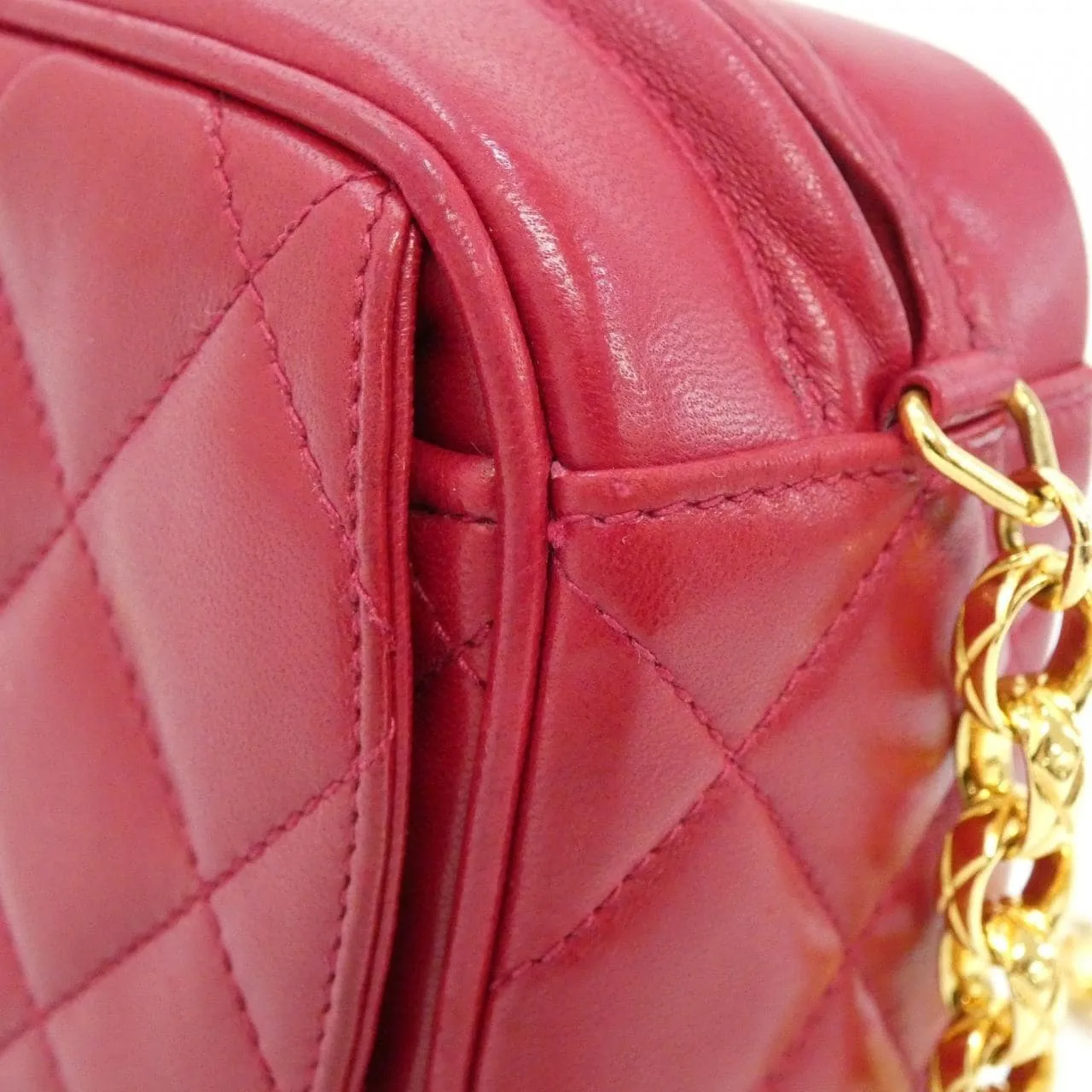 CHANEL Matelasse 02007 Shoulder Lambskin 紅色 羊皮 中古品A - 縮圖 7