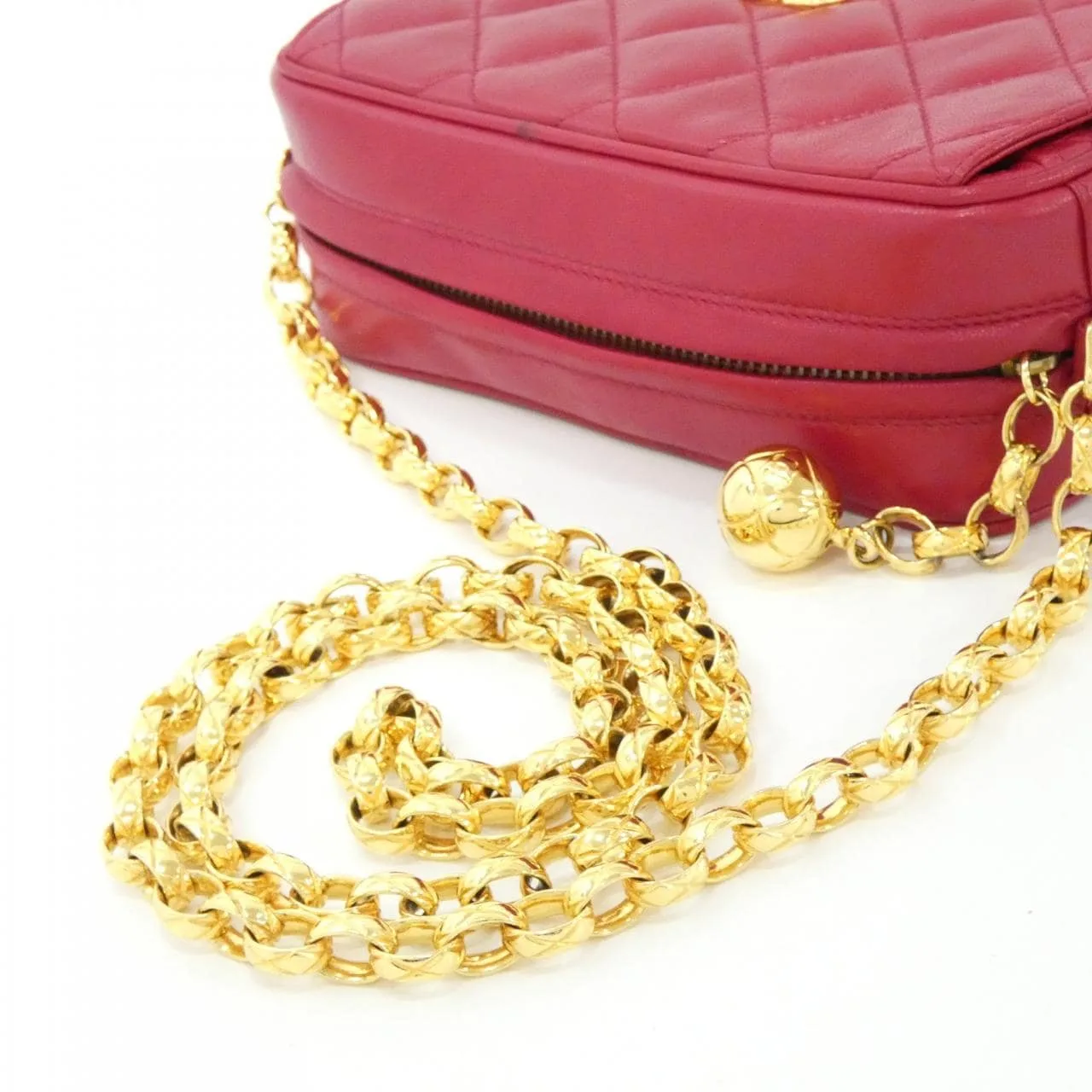 CHANEL Matelasse 02007 Shoulder Lambskin 紅色 羊皮 中古品A - 縮圖 8