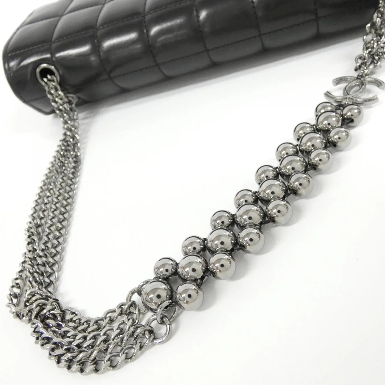 CHANEL Handbag Lambskin 黑色 羊皮 中古品A - 縮圖 9