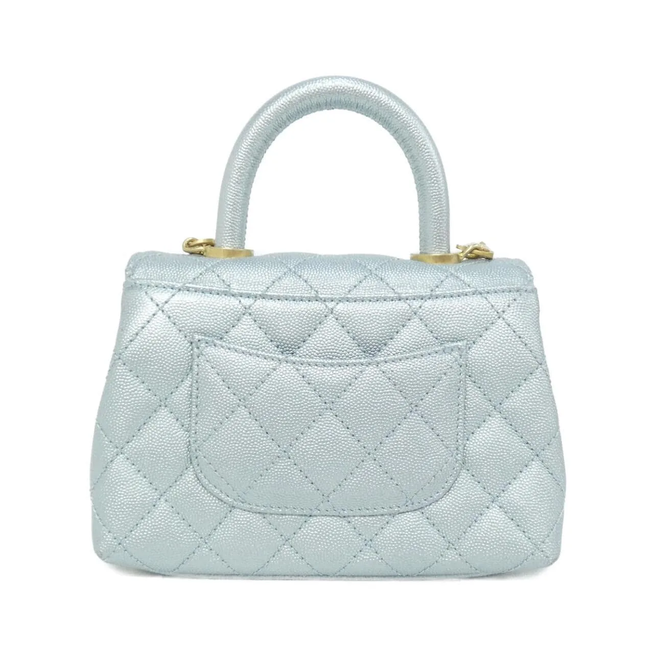 CHANEL Coco Handle AS2215 Handbag Grained Calfskin Blue Grained Calfskin - Thumbnail 2