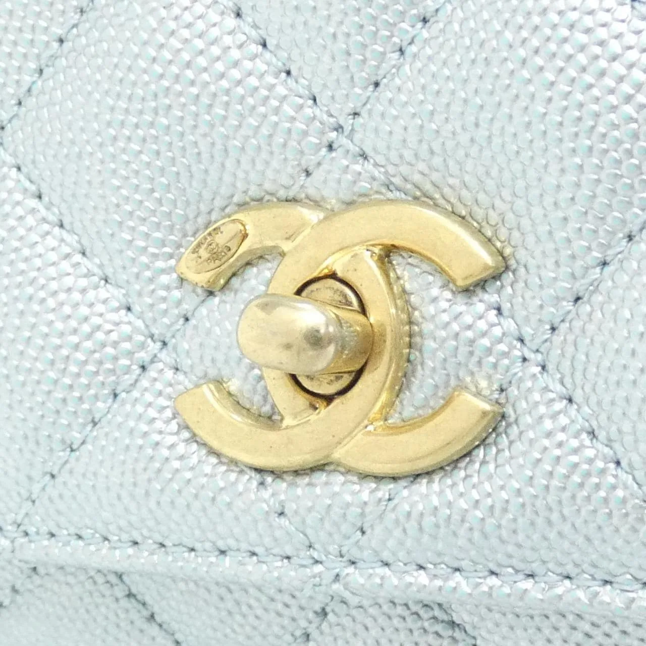 CHANEL Coco Handle AS2215 Handbag Grained Calfskin Blue Grained Calfskin - Thumbnail 4