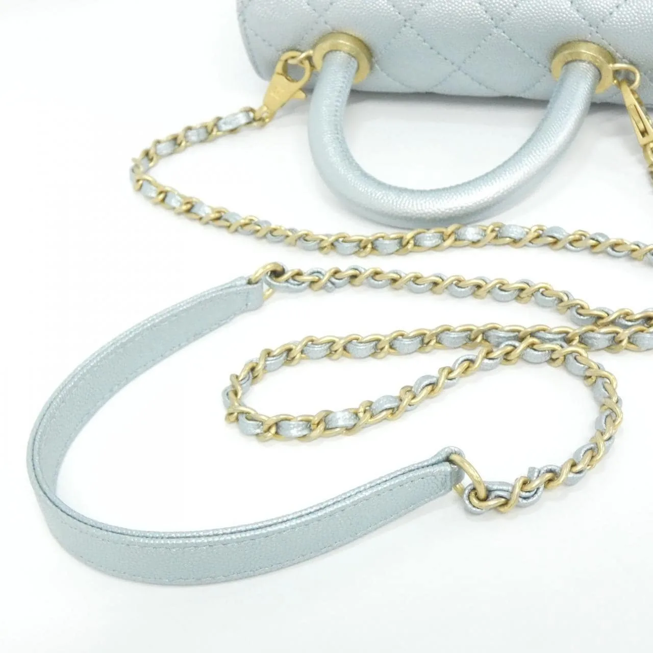 CHANEL Coco Handle AS2215 Handbag Grained Calfskin Blue Grained Calfskin - Thumbnail 8