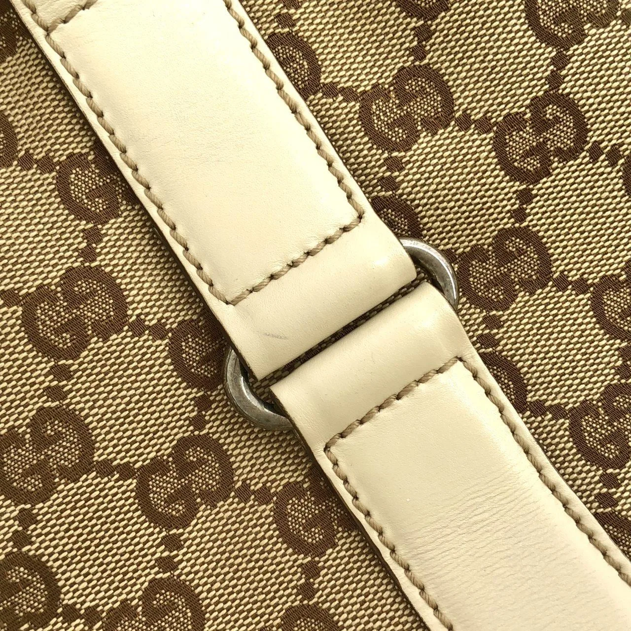 GUCCI 153238 Handbag Canvas 米色 帆布 中古品A - 縮圖 6