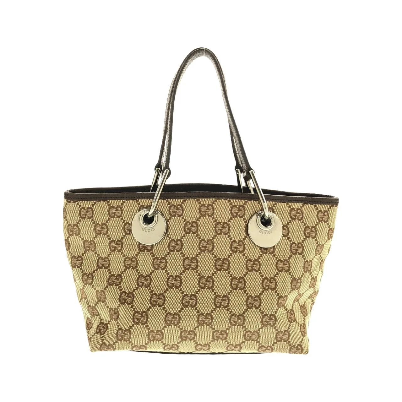 GUCCI 120844 Handbag Canvas 米色 帆布 中古品B - 縮圖 2