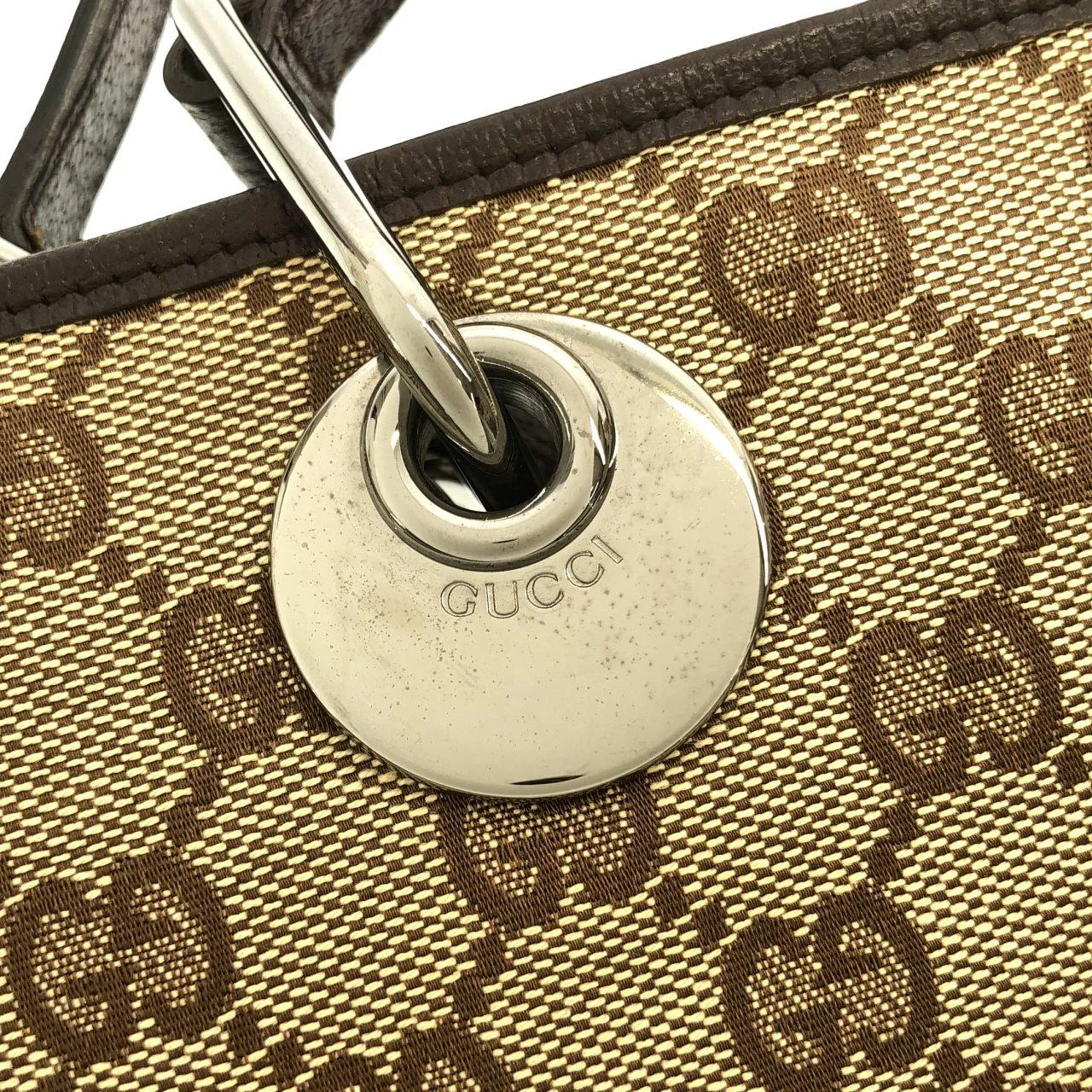 GUCCI 120844 Handbag Canvas 米色 帆布 中古品B - 縮圖 4