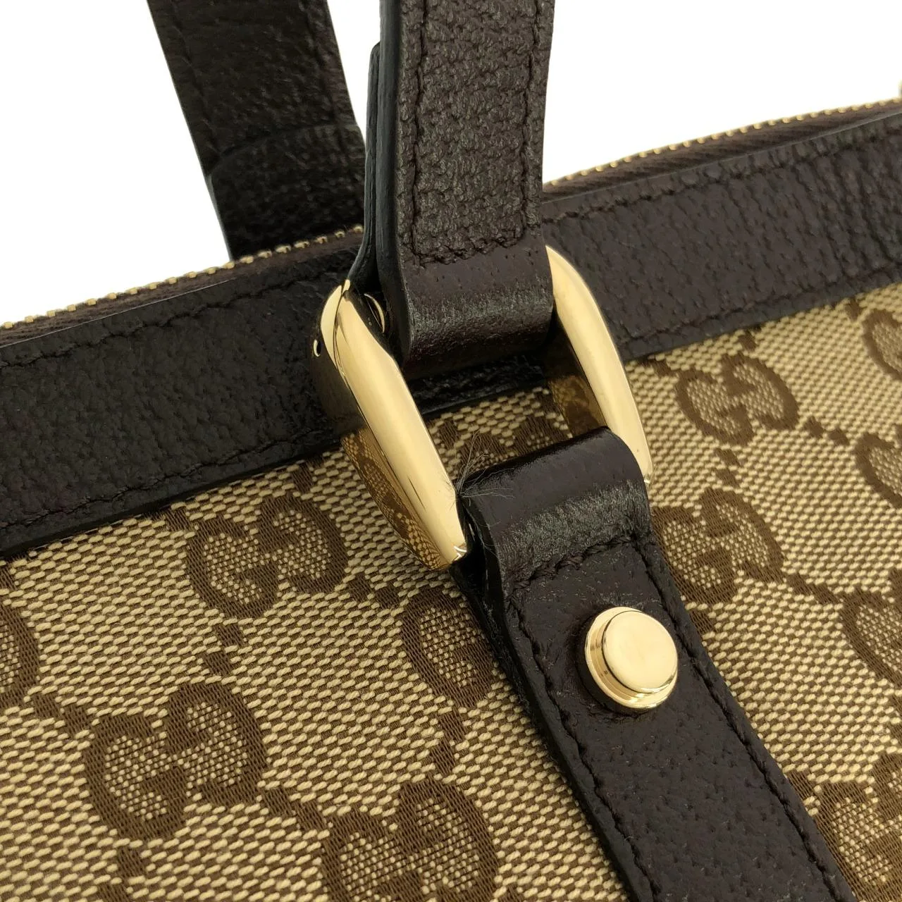 GUCCI 141470 KY9JG Handbag Canvas 黑色 帆布 中古品A - 縮圖 6