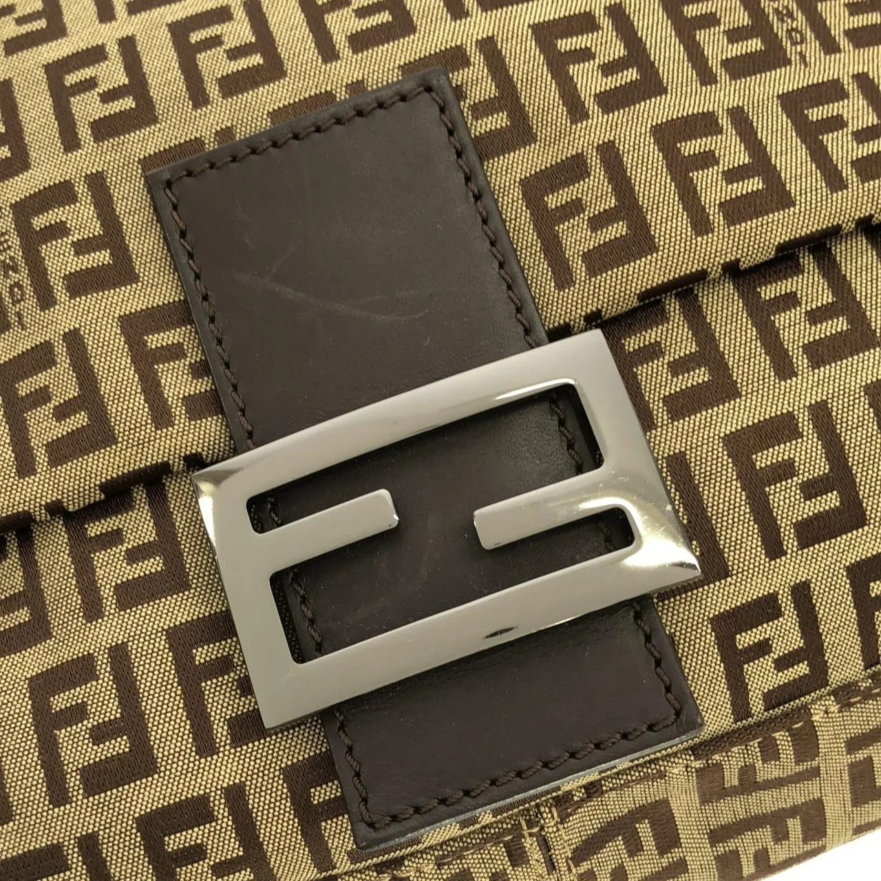 FENDI Baguette 8BR001 NY1 Shoulder Canvas 黑色 帆布 中古品A - 縮圖 4