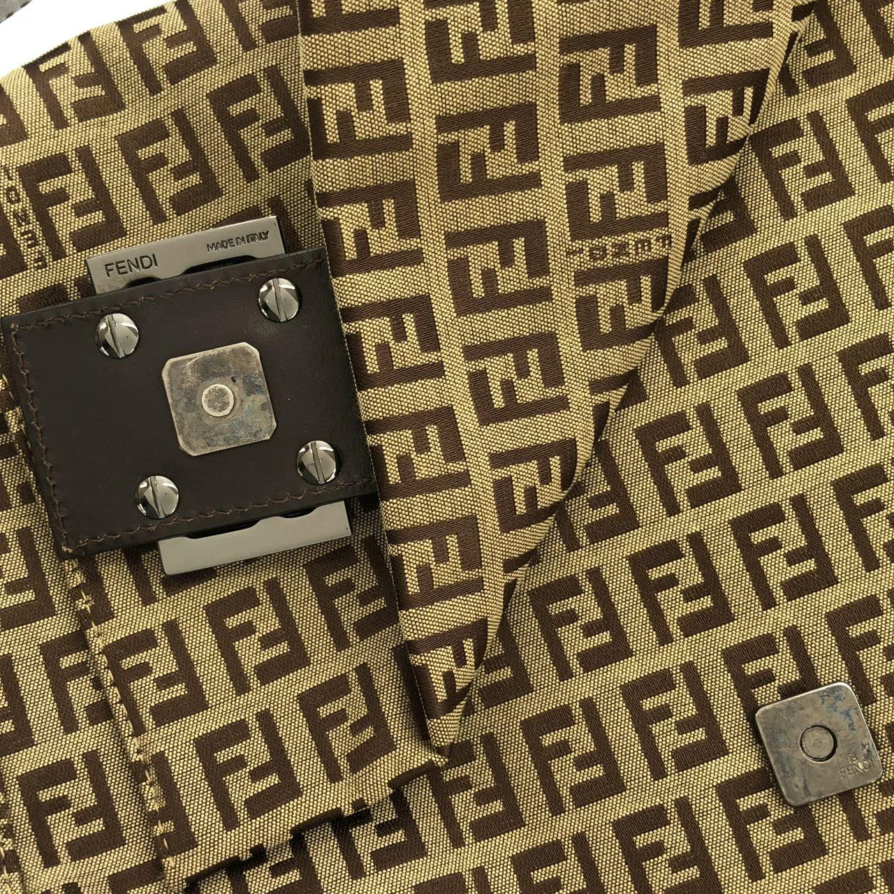 FENDI Baguette 8BR001 NY1 Shoulder Canvas 黑色 帆布 中古品A - 縮圖 5