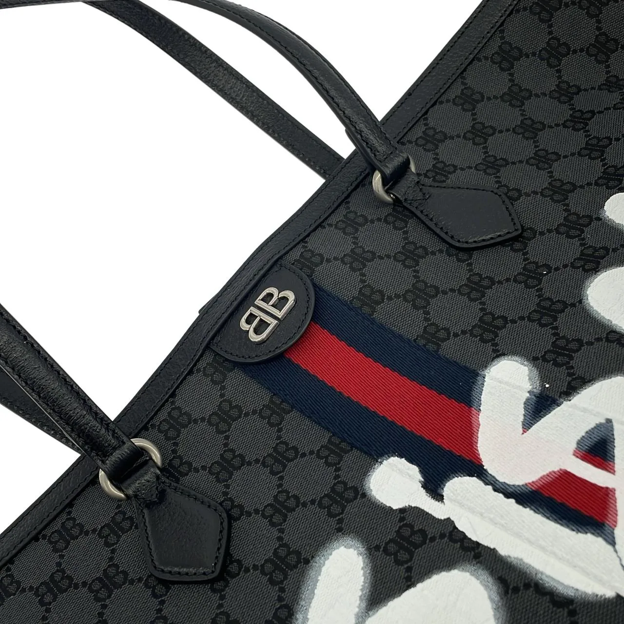 BALENCIAGA 680127 2104T 手提包 帆布 黑色 帆布 中古品A - 縮圖 4