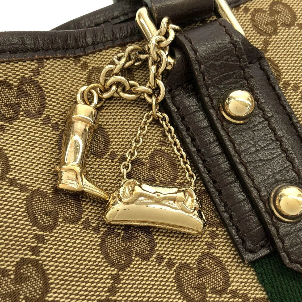 GUCCI 139261 F40MG Handbag Canvas 黑色 帆布 中古品A - 縮圖 7
