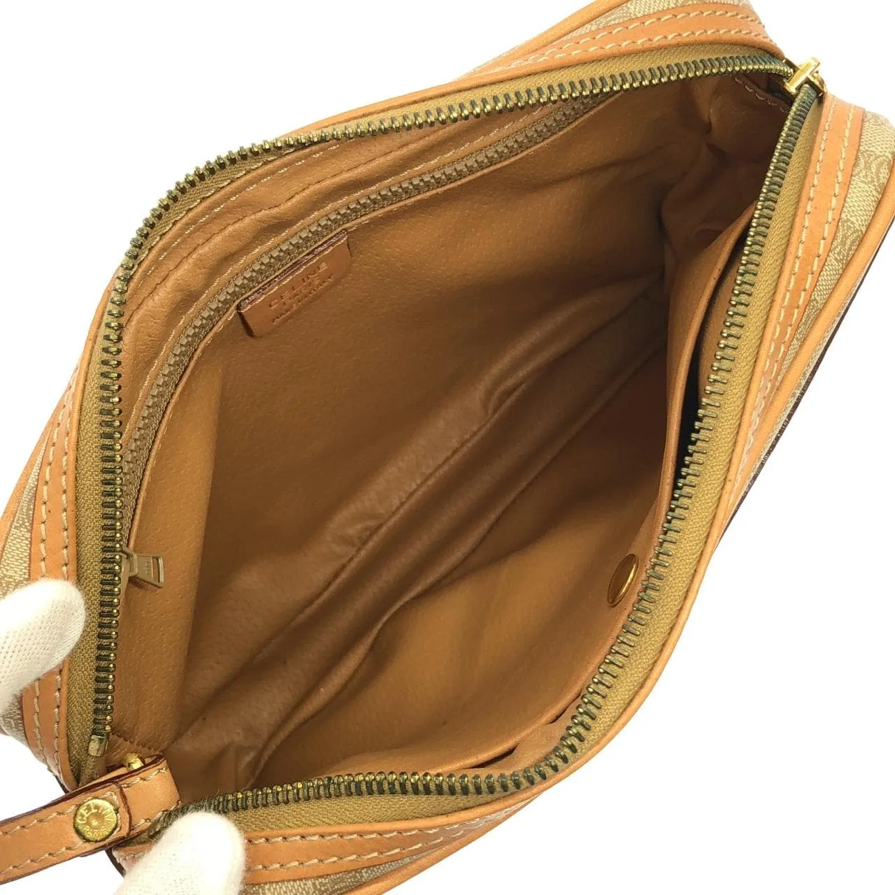 CELINE Handbag Canvas 米色 帆布 中古品A - 縮圖 9