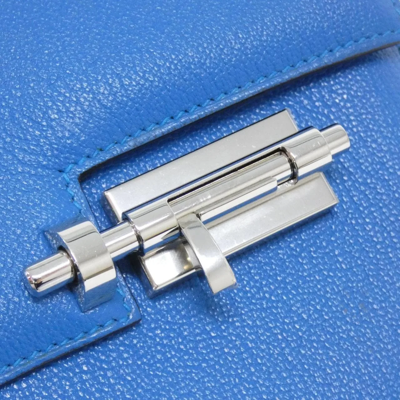 HERMES 071320CK Shoulder Leather Blue Leather - Thumbnail 4