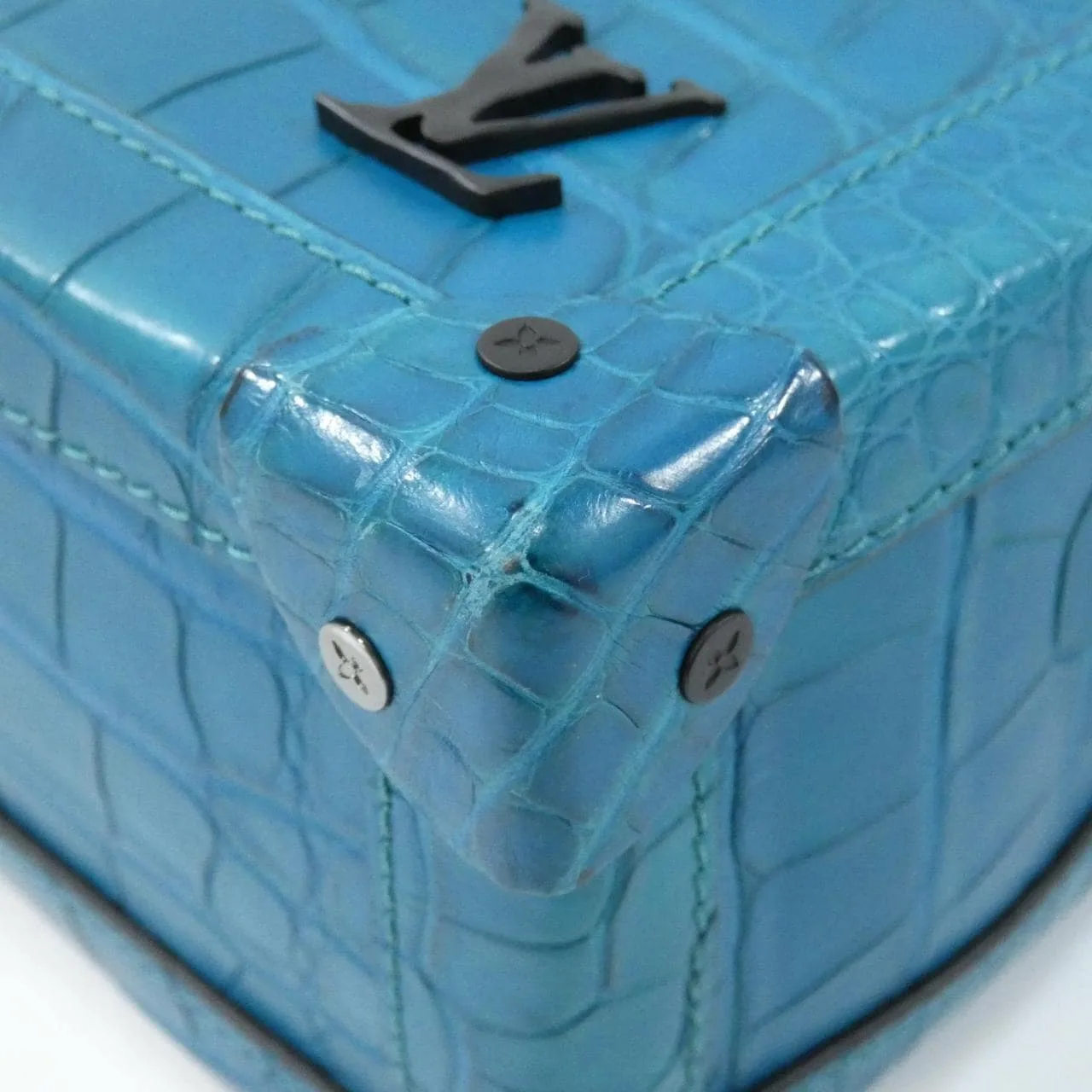 LOUIS VUITTON Soft Trunk N99414 Shoulder Leather 藍色 皮革 中古品A - 縮圖 3