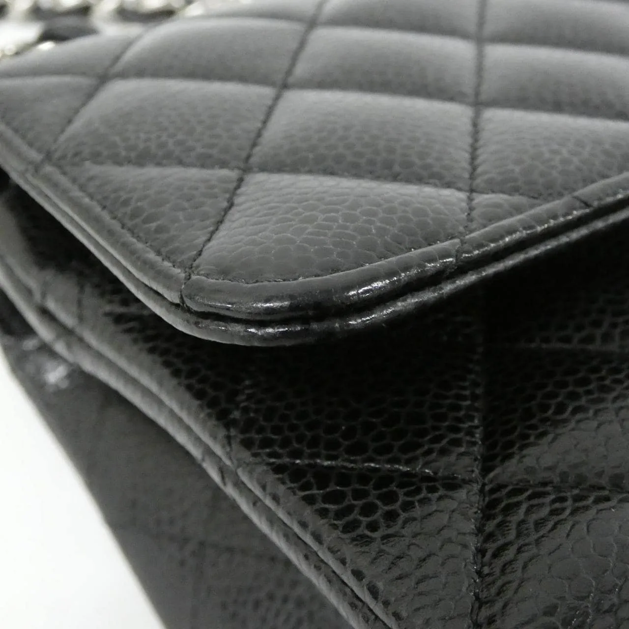 CHANEL Matelasse 1112 Shoulder Grained Calfskin Black Grained Calfskin - Thumbnail 6