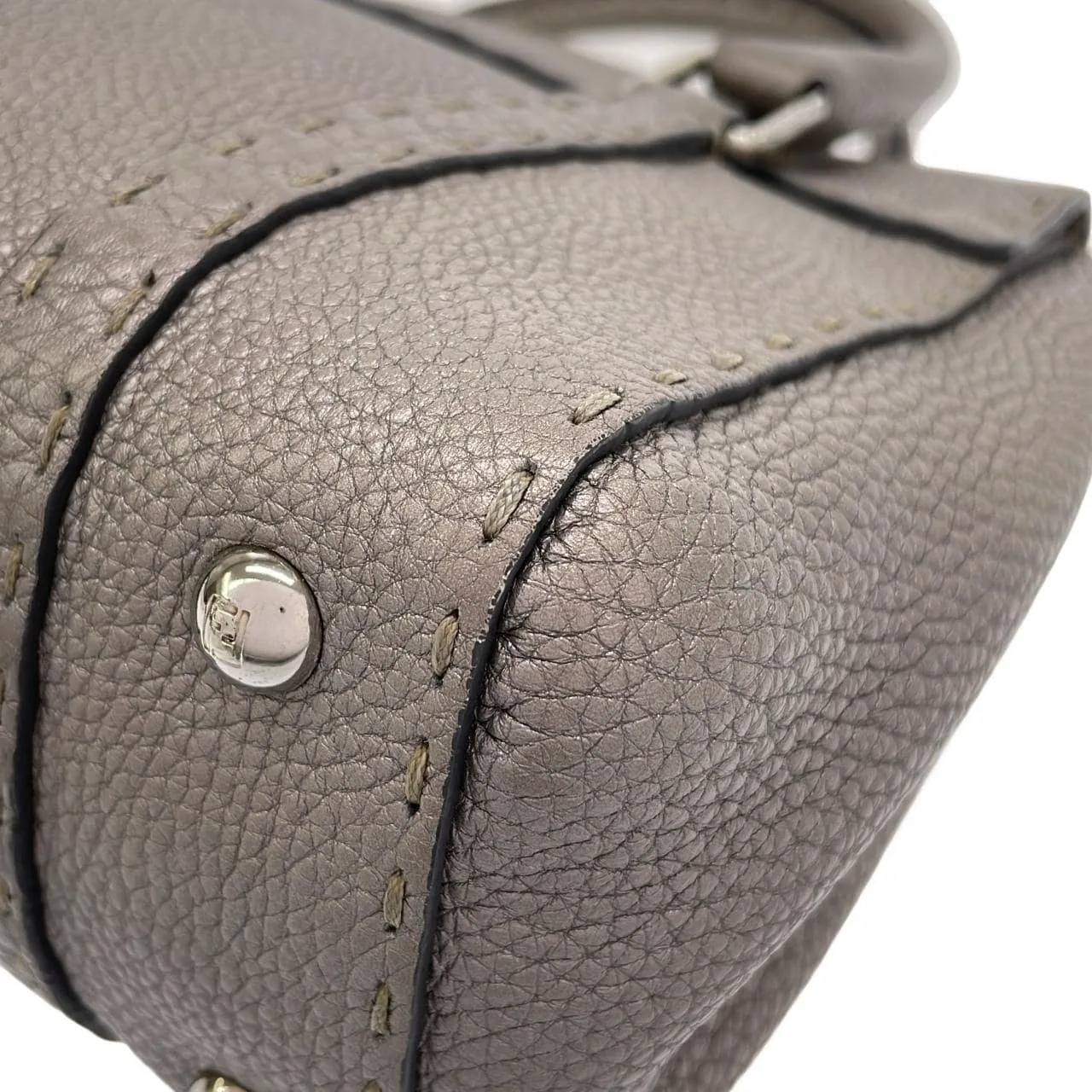 FENDI Baguette 8BR486 NDU Handbag Leather Silver Leather Rank A - Thumbnail 3