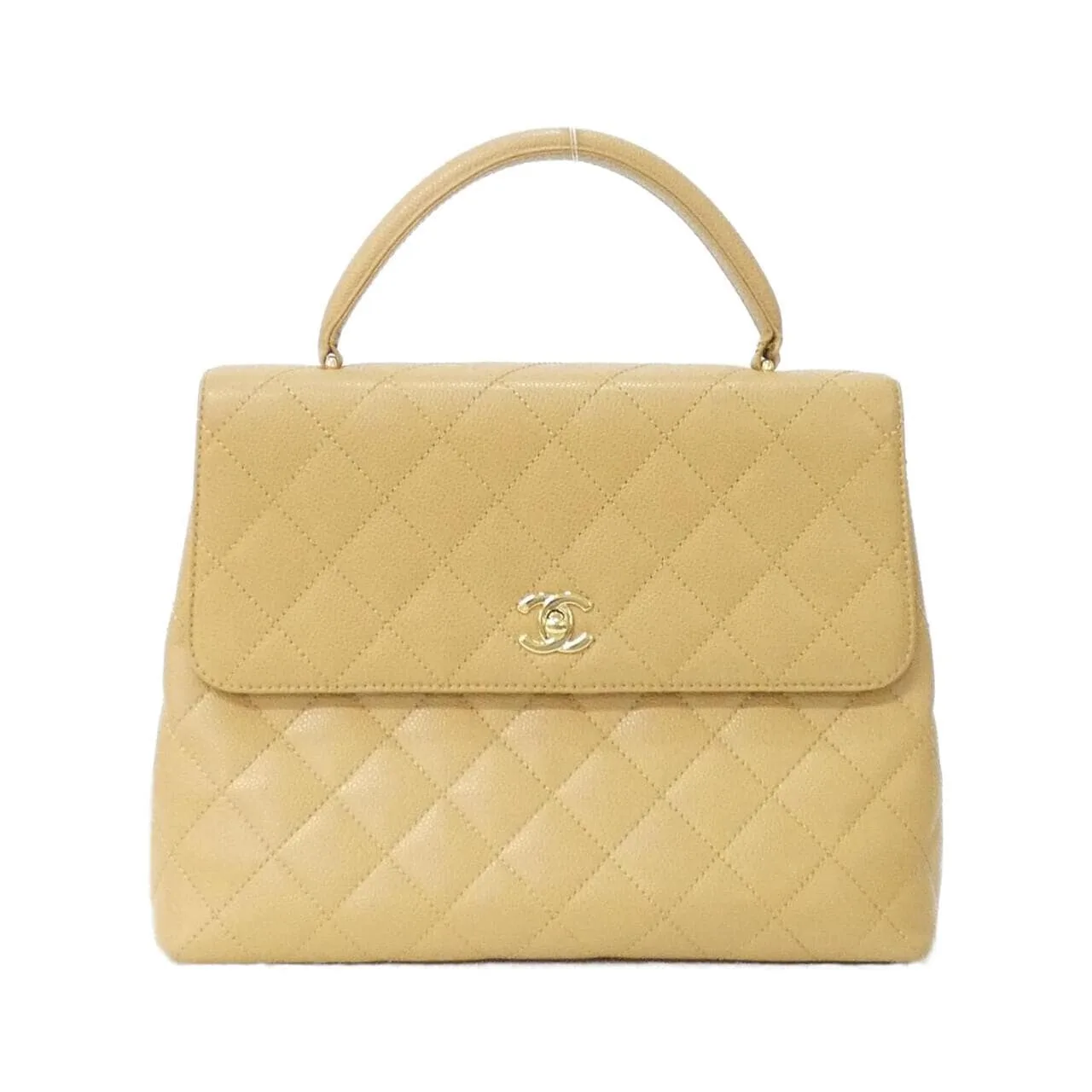 CHANEL Matelasse 12397 Handbag Grained Calfskin 米色