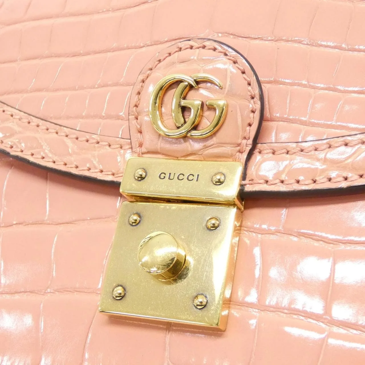 GUCCI Ophidia 651055 Handbag Crocodile 粉色 鱷魚皮 中古品A - 縮圖 4