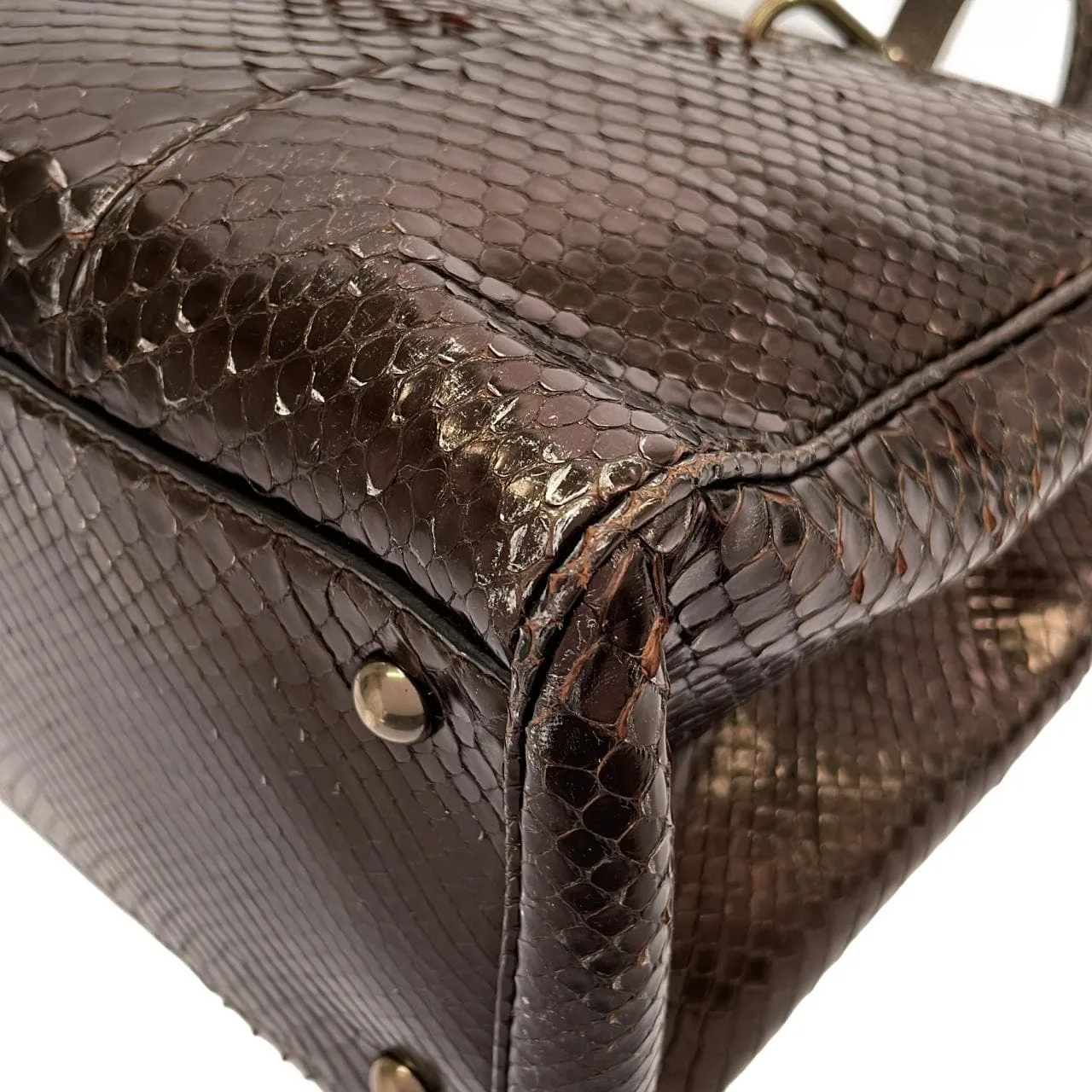 GUCCI Bamboo Shopper 323660 手提包 蟒蛇皮 黑色 蟒蛇皮 中古品A - 縮圖 3