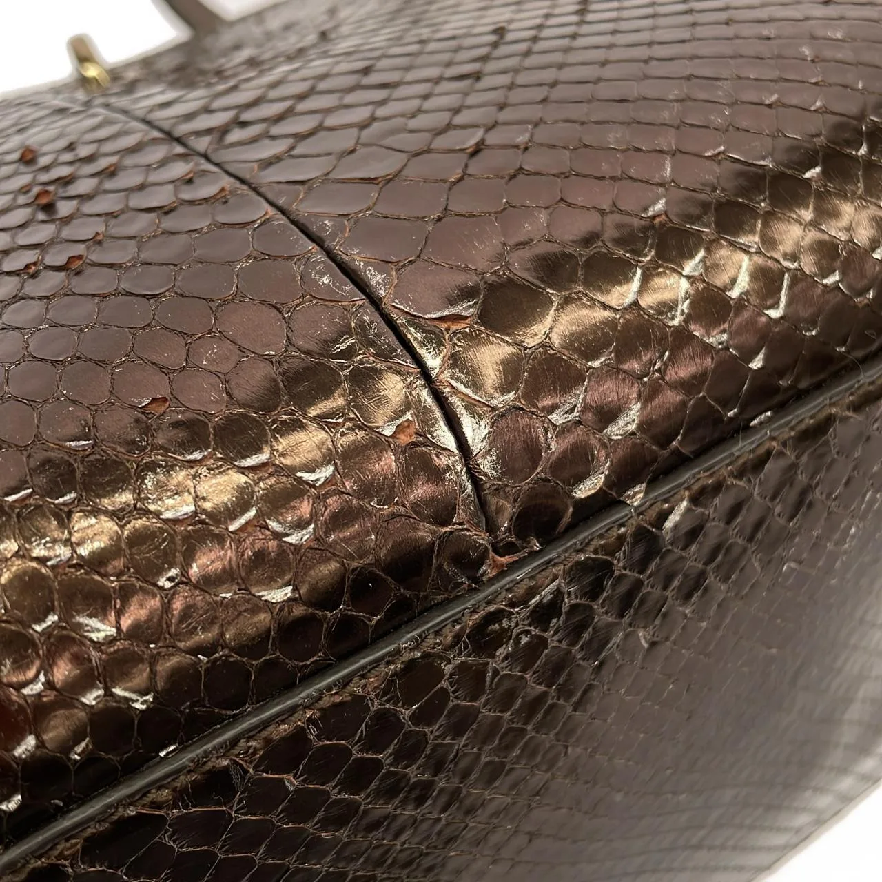 GUCCI Bamboo Shopper 323660 手提包 蟒蛇皮 黑色 蟒蛇皮 中古品A - 縮圖 4