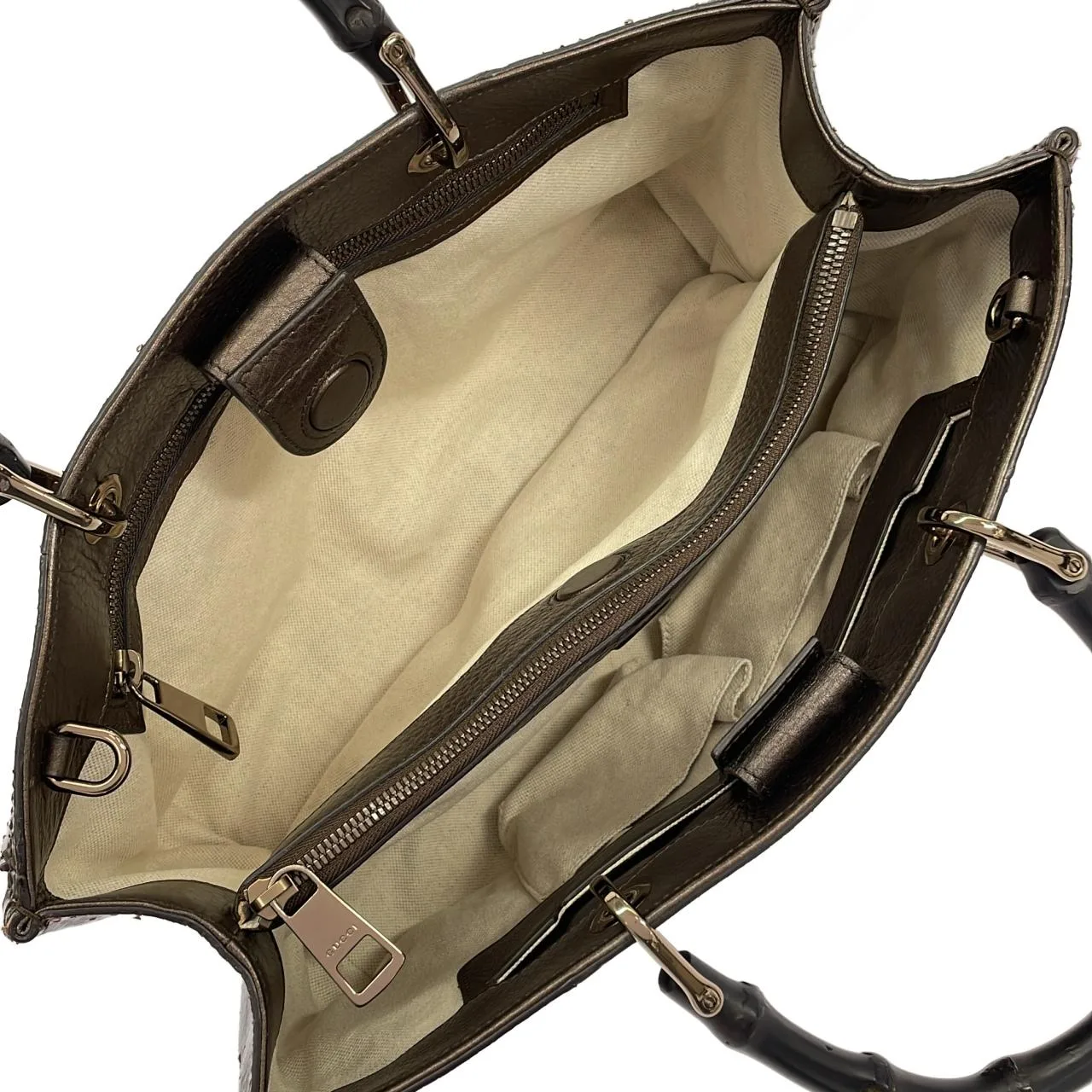 GUCCI Bamboo Shopper 323660 手提包 蟒蛇皮 黑色 蟒蛇皮 中古品A - 縮圖 9