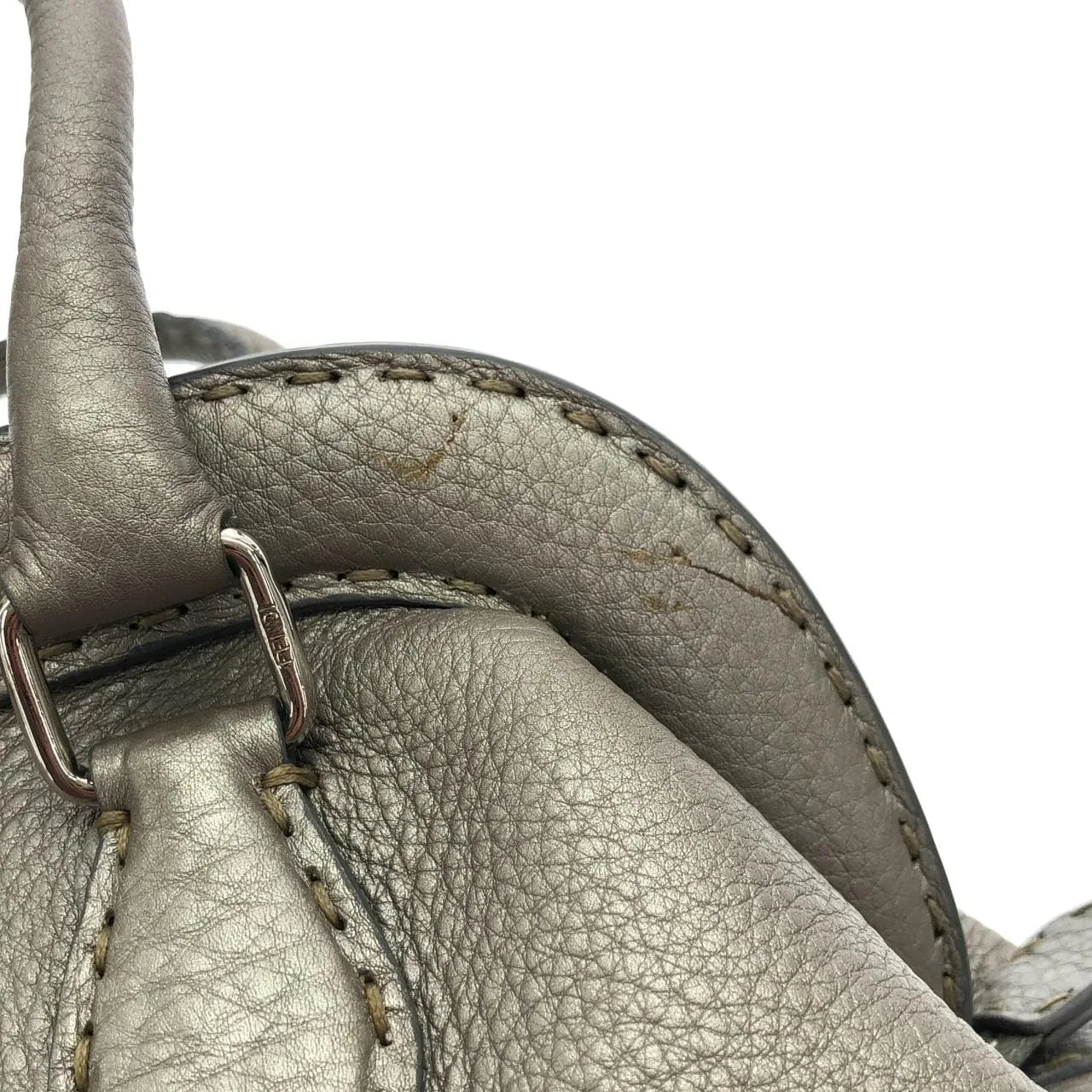 FENDI Peekaboo 8BN127 NDU Handbag Leather Grey Leather Rank A - Thumbnail 3