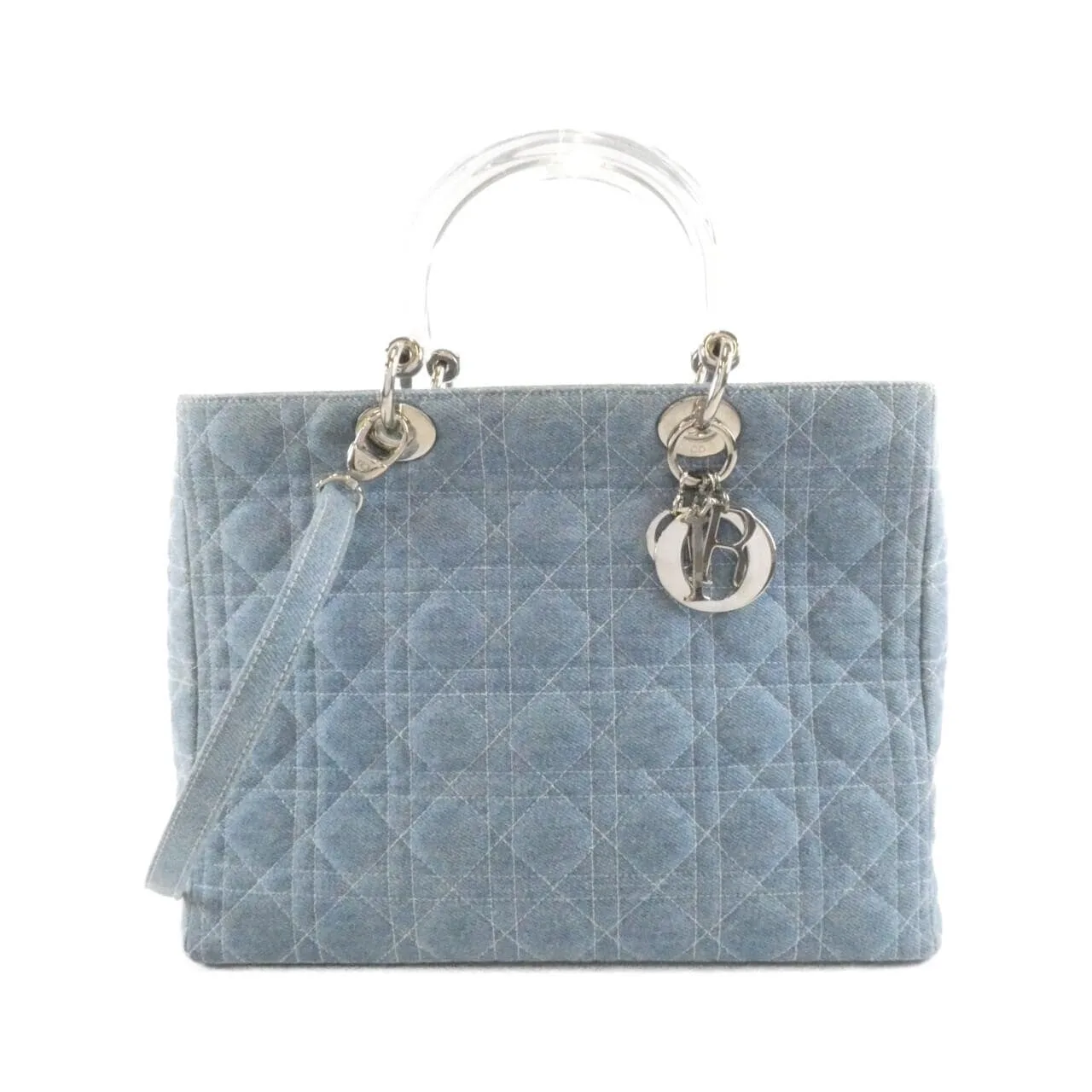 DIOR Lady Dior CAJ44561 Handbag Canvas Blue