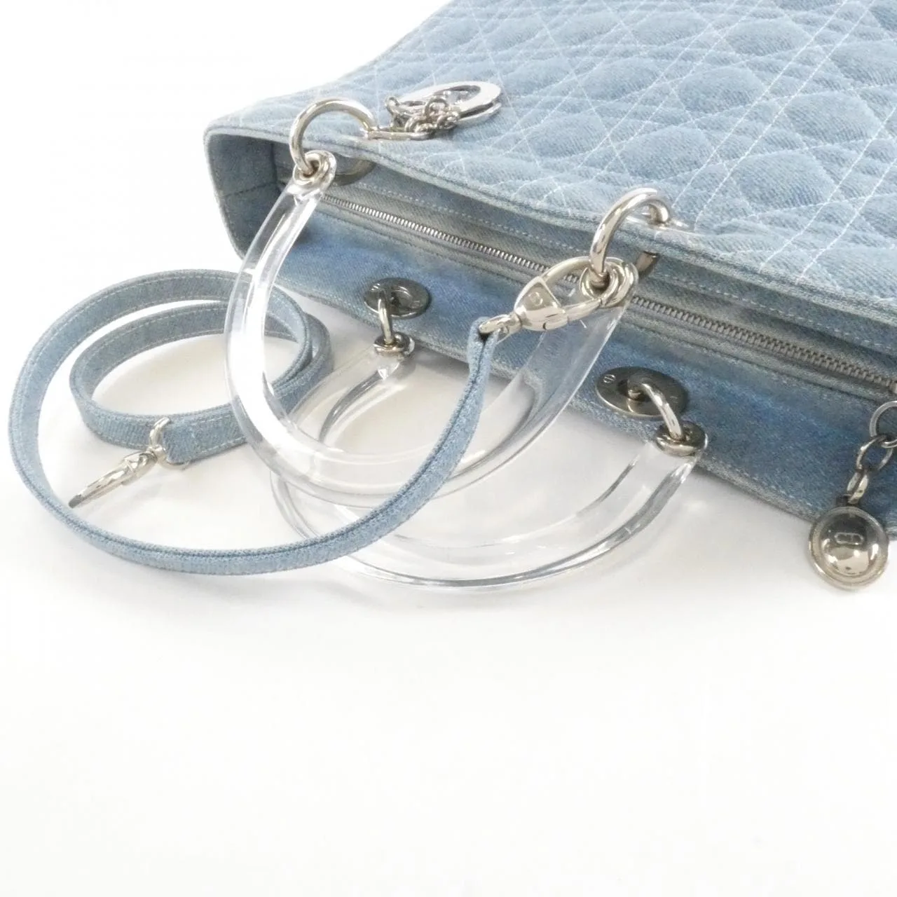 DIOR Lady Dior CAJ44561 Handbag Canvas 藍色 帆布 中古品B - 縮圖 7