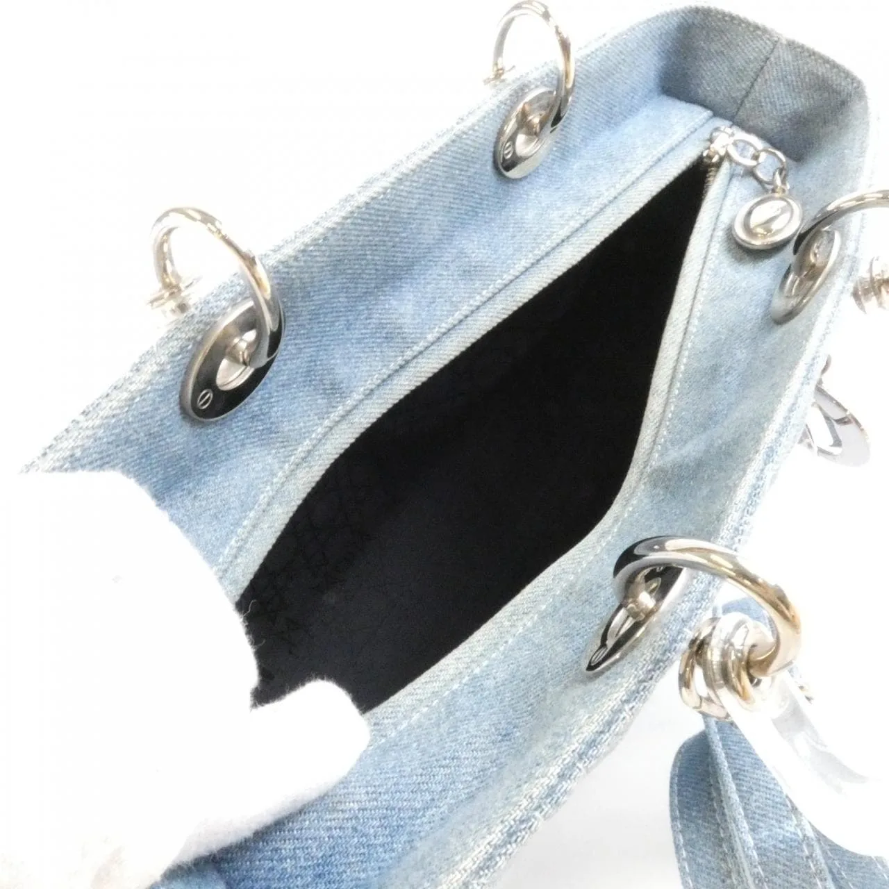 DIOR Lady Dior CAJ44561 Handbag Canvas 藍色 帆布 中古品B - 縮圖 9