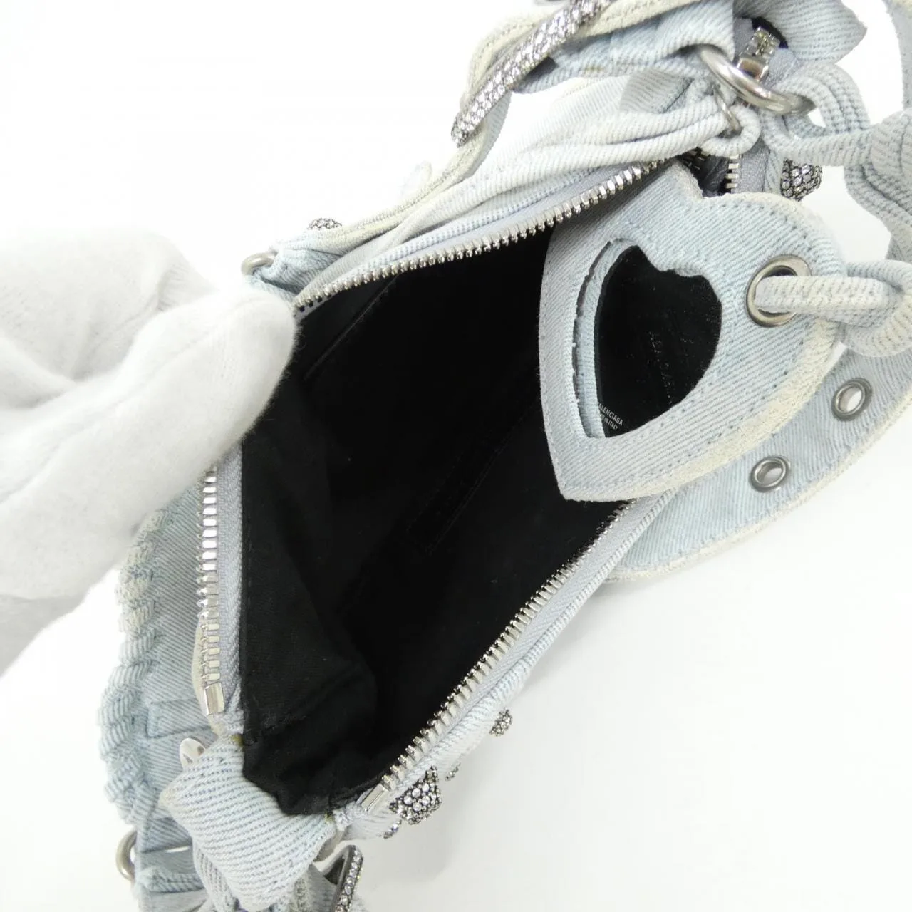 BALENCIAGA Le Cagole 671309 2AABV 肩背包 牛仔布 黑色 牛仔布 中古品A - 縮圖 10