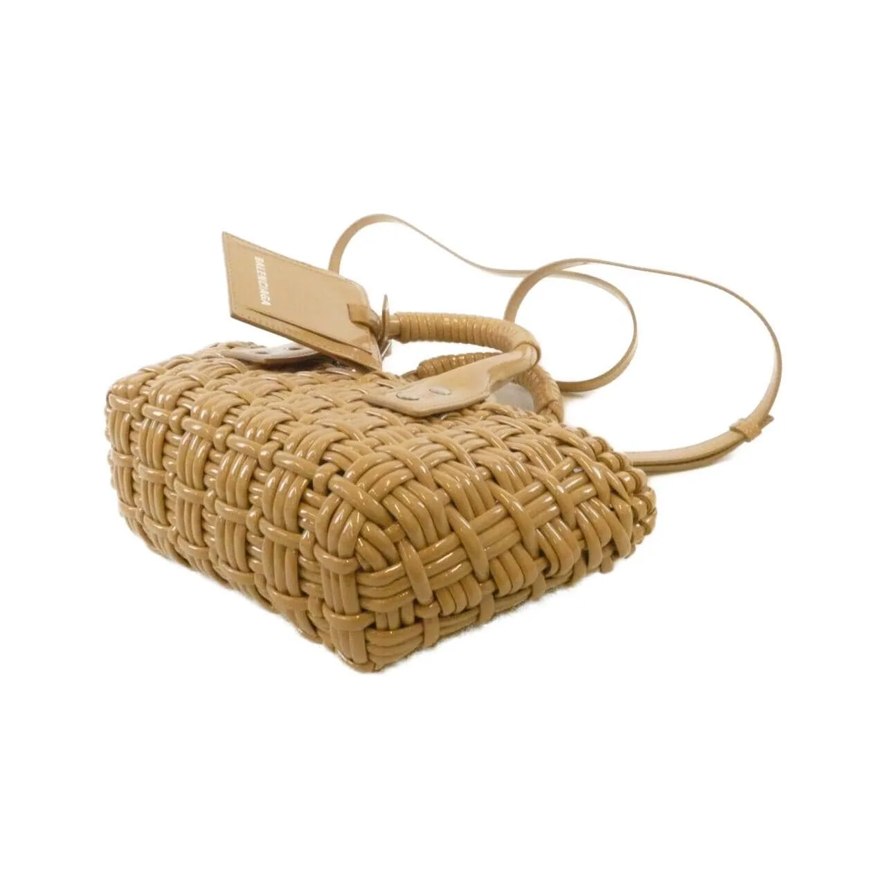 BALENCIAGA Bistro 678028 2IE3Y Handbag Patent Leather 米色 漆皮 中古品B - 縮圖 3