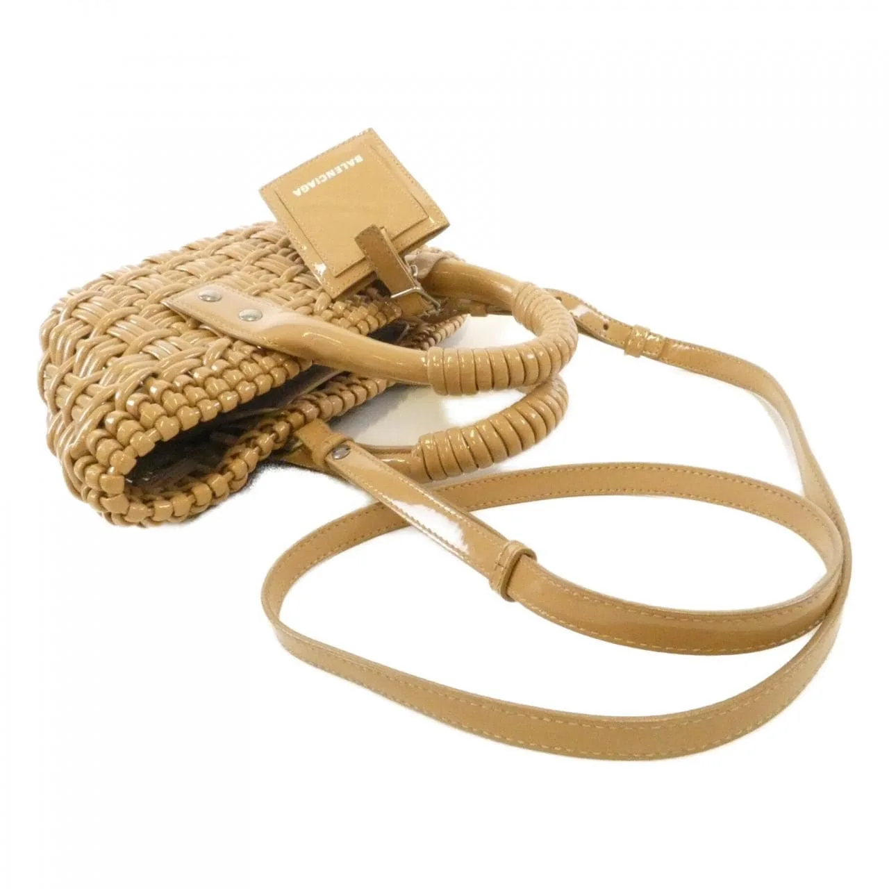 BALENCIAGA Bistro 678028 2IE3Y Handbag Patent Leather 米色 漆皮 中古品B - 縮圖 6