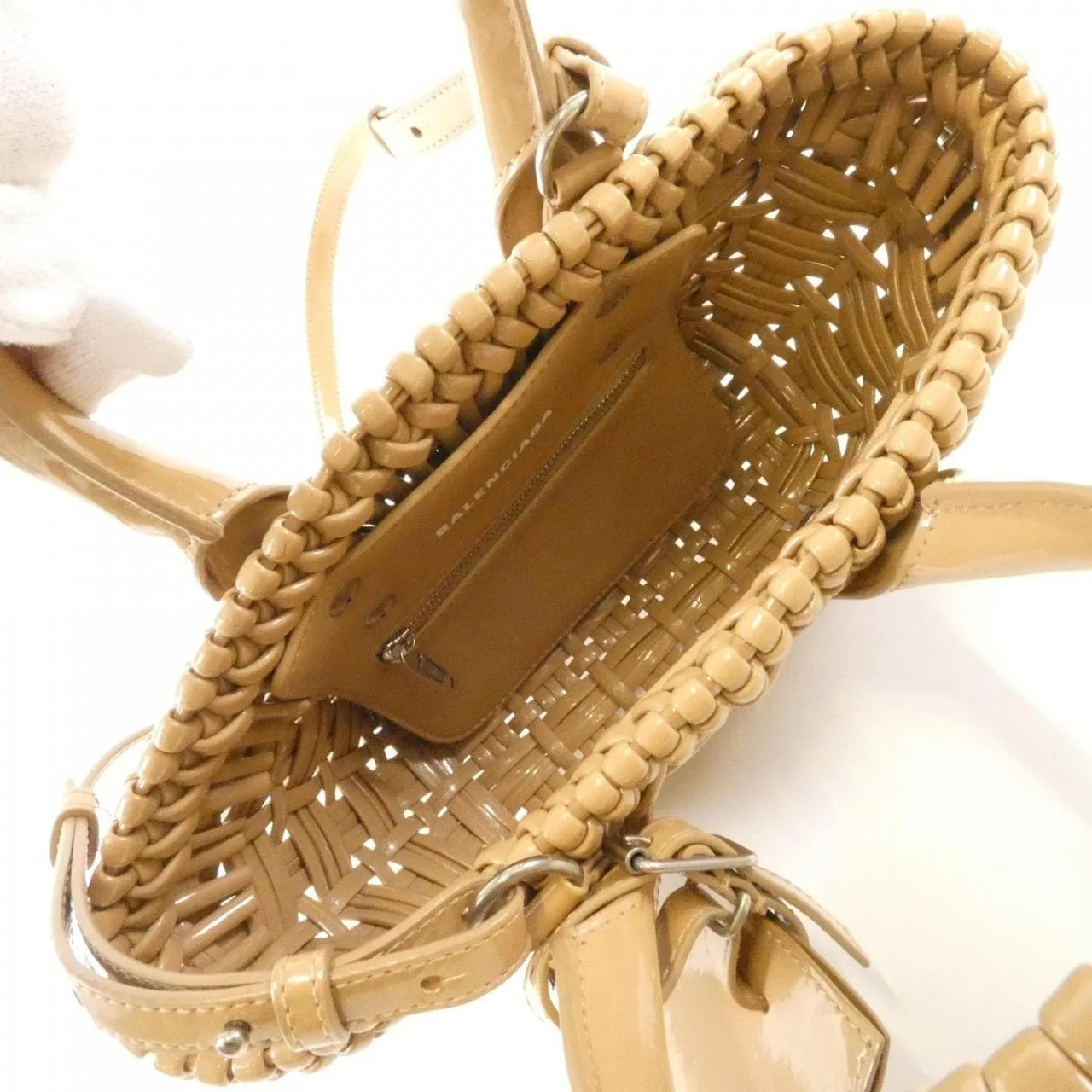 BALENCIAGA Bistro 678028 2IE3Y Handbag Patent Leather 米色 漆皮 中古品B - 縮圖 8