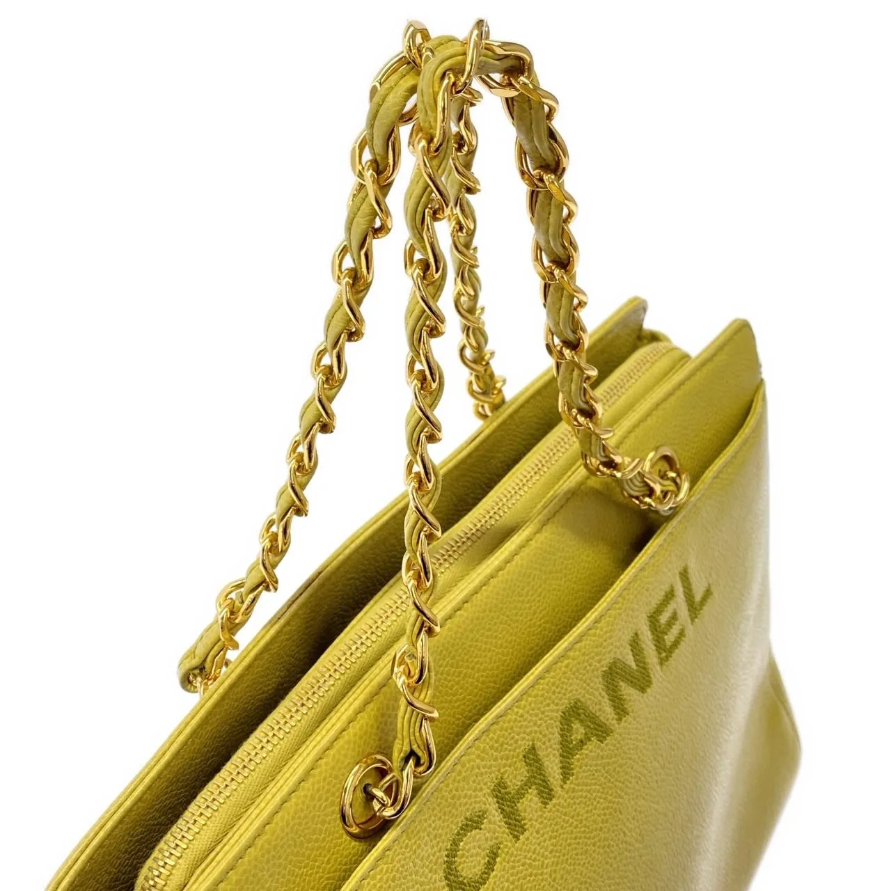 CHANEL 08913 Handbag Grained Calfskin Yellow Grained Calfskin Rank A - Thumbnail 5