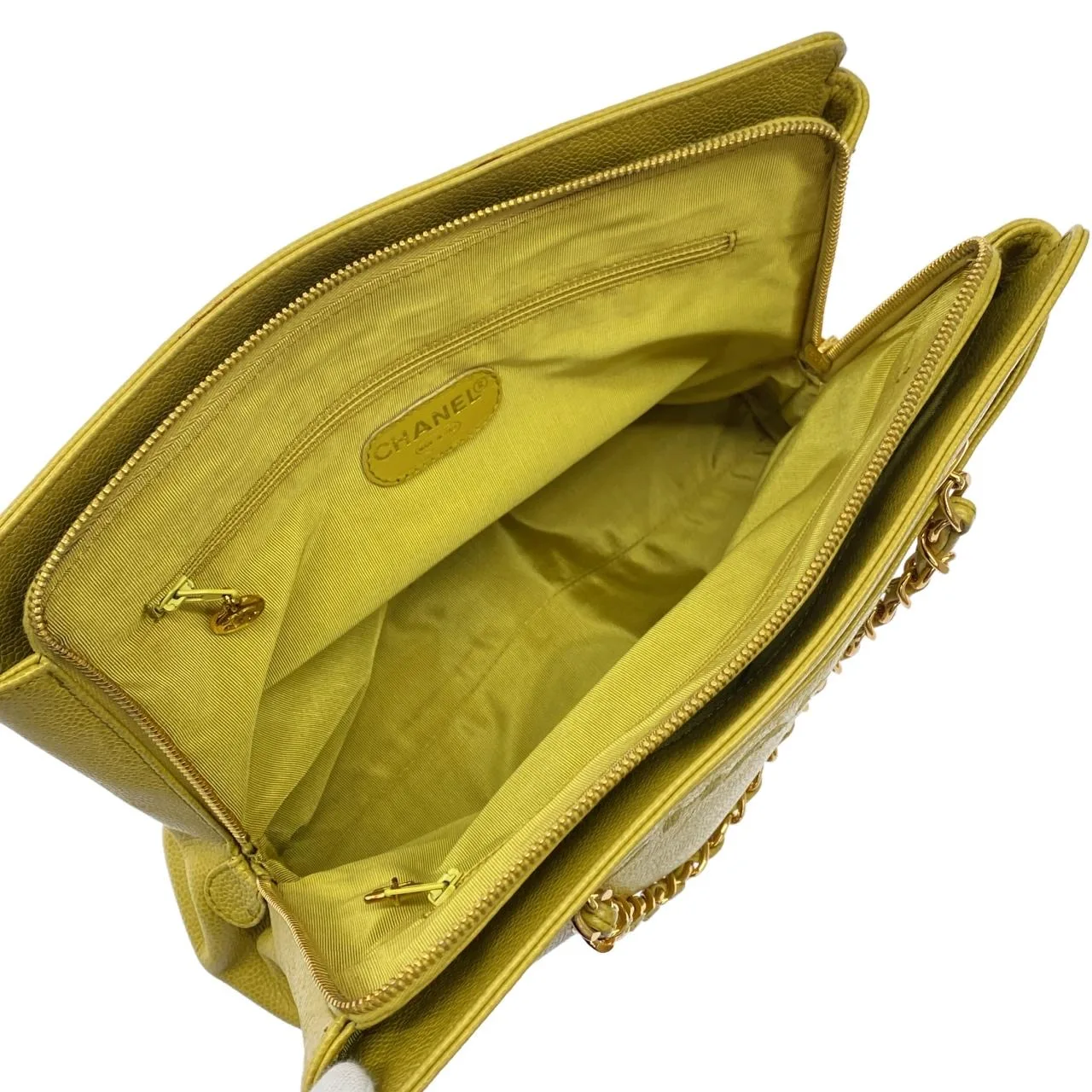 CHANEL 08913 Handbag Grained Calfskin Yellow Grained Calfskin Rank A - Thumbnail 6